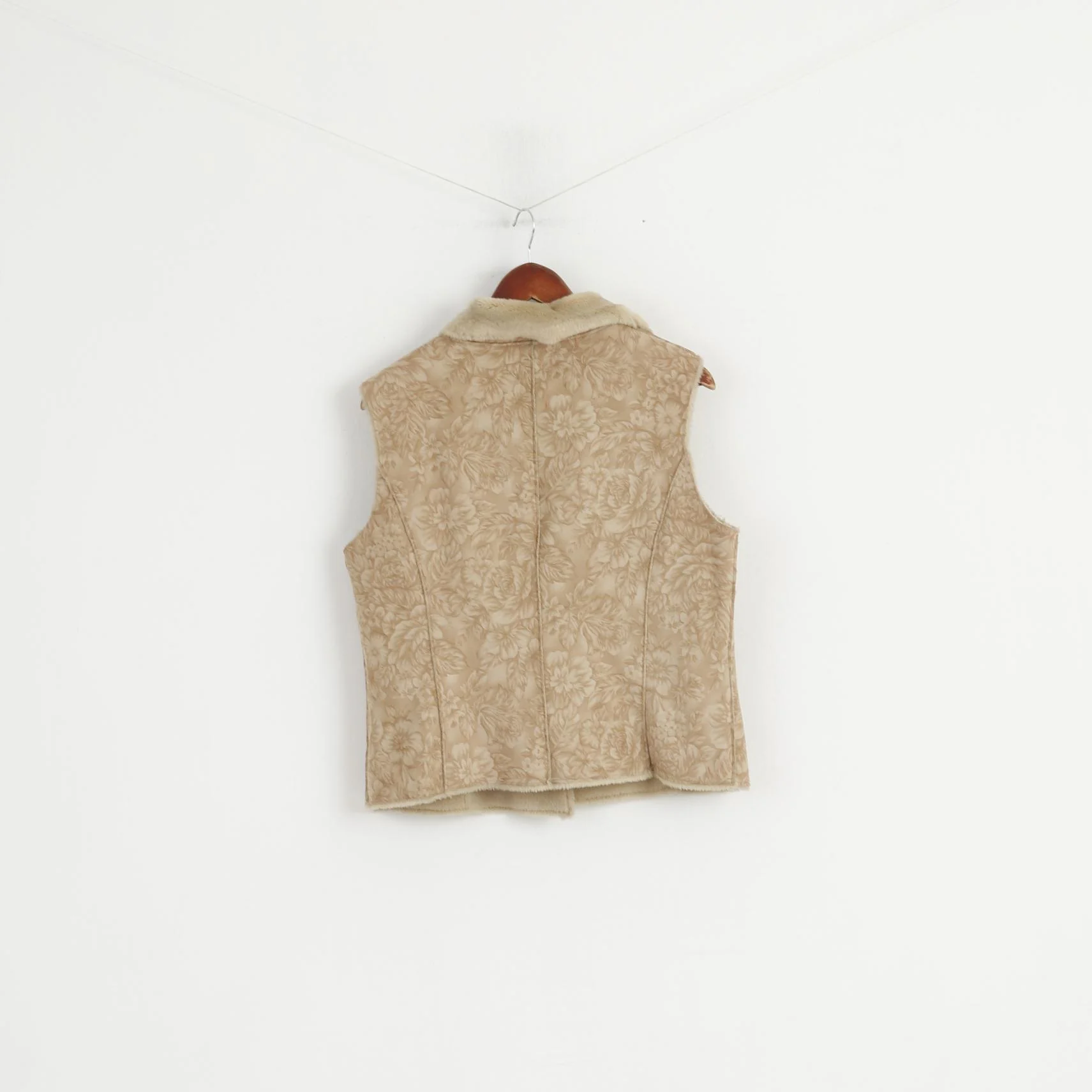 Precis Petite Women 12 38 M Waistcoat Beige Duffle Soft Floral Print Vest Boho Top - Image 6