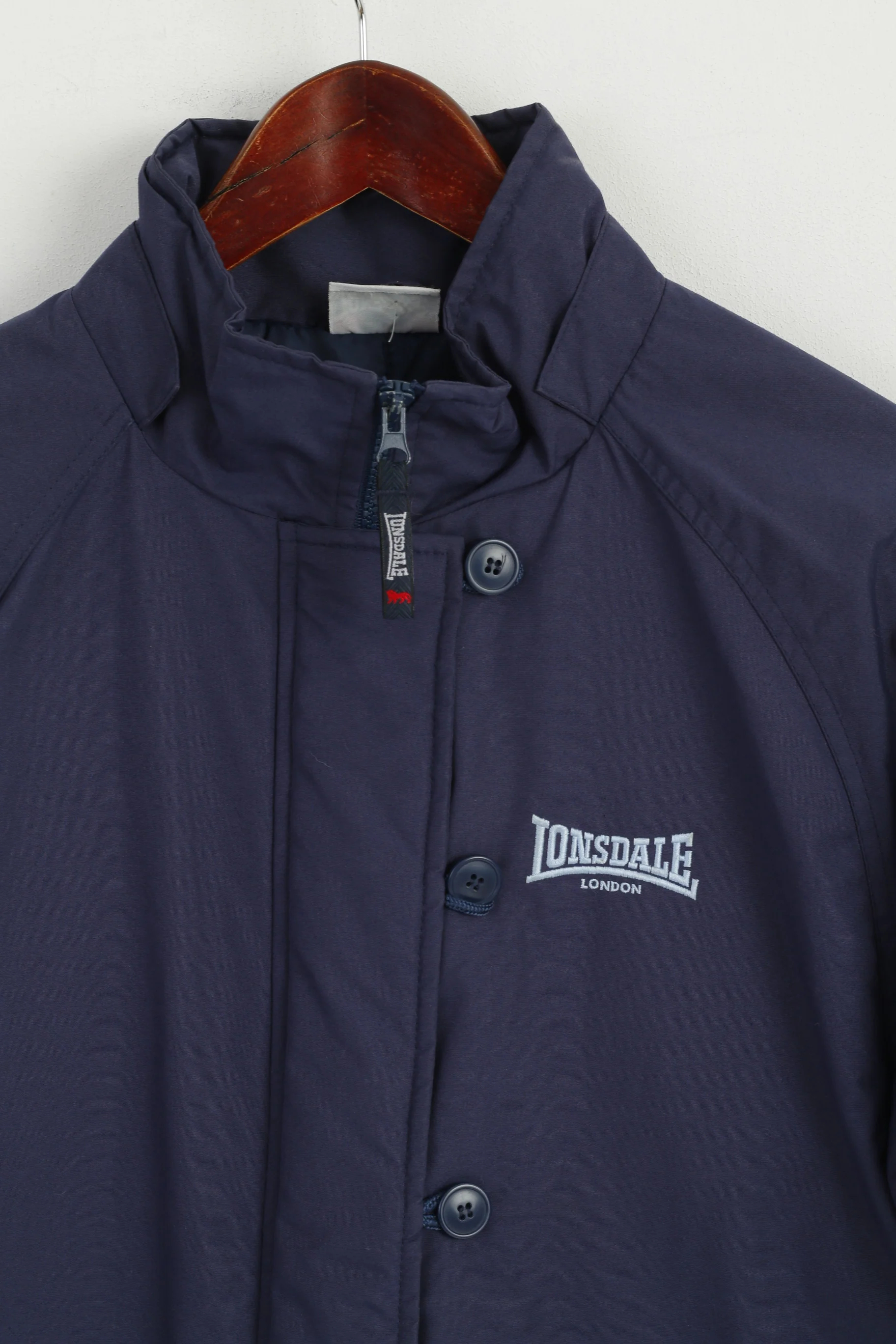 Lonsdale London Women 12 M Jacket Navy Padded England Full Zipper Long Casual Top - Image 2