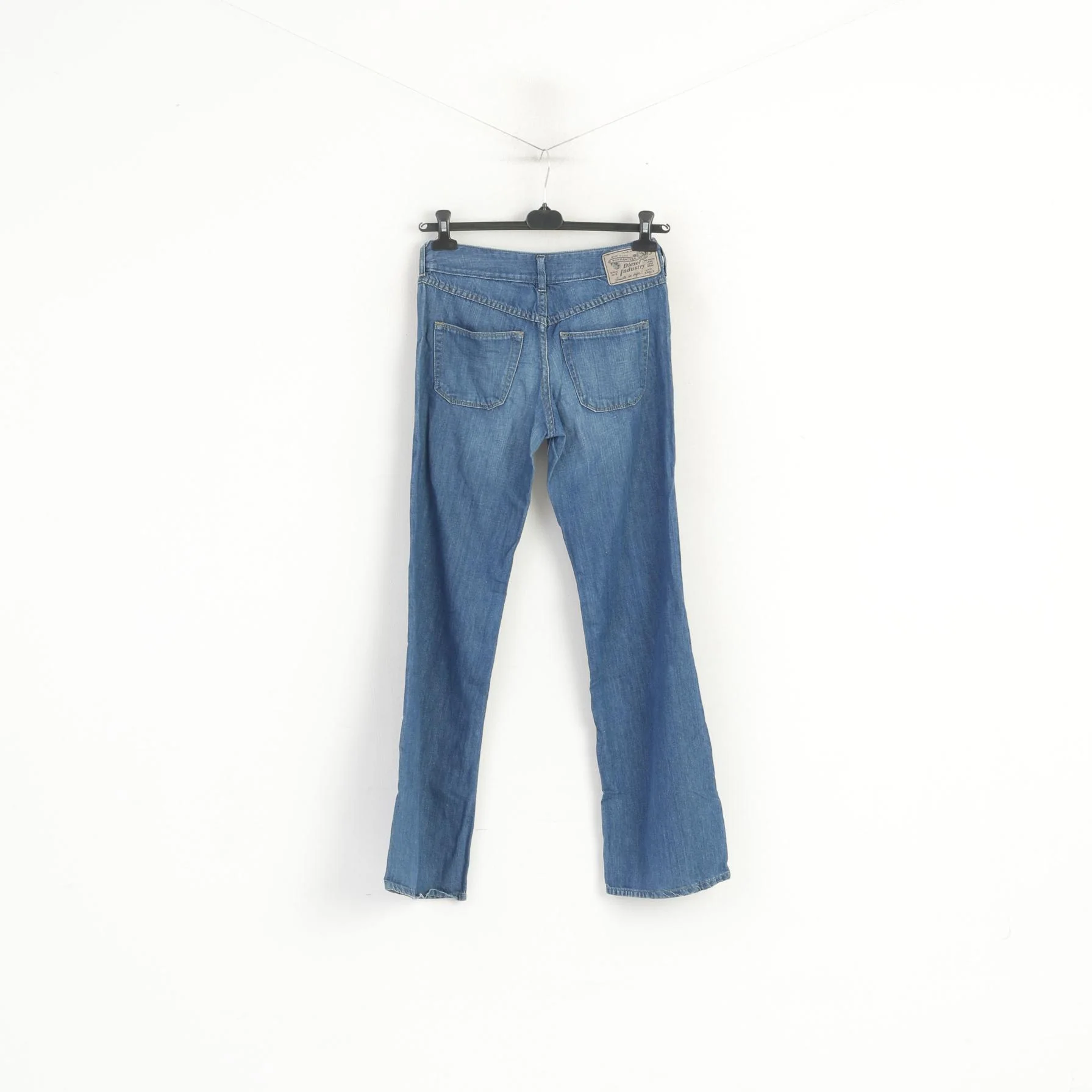 Diesel Wirky Women 26 Trousers Blue Cotton Linen WashLoose Legs Pants - Image 5