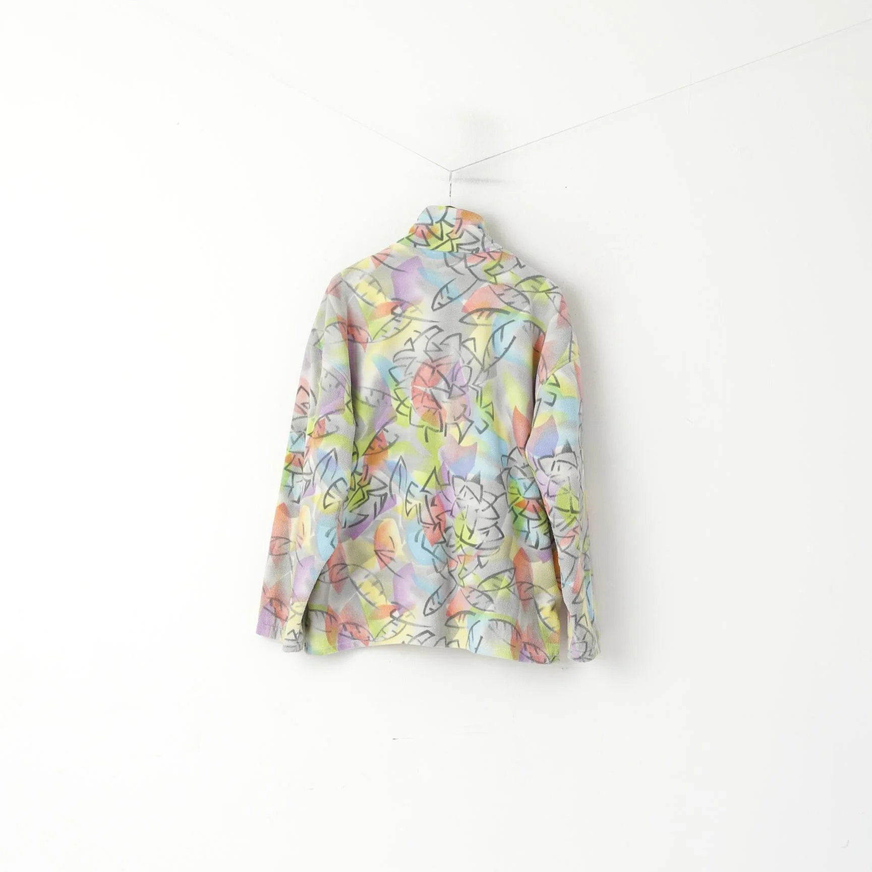 Shamp Men M Fleece Top Unisex Multicolour Vintage Zip Neck Two Pockets - Image 7
