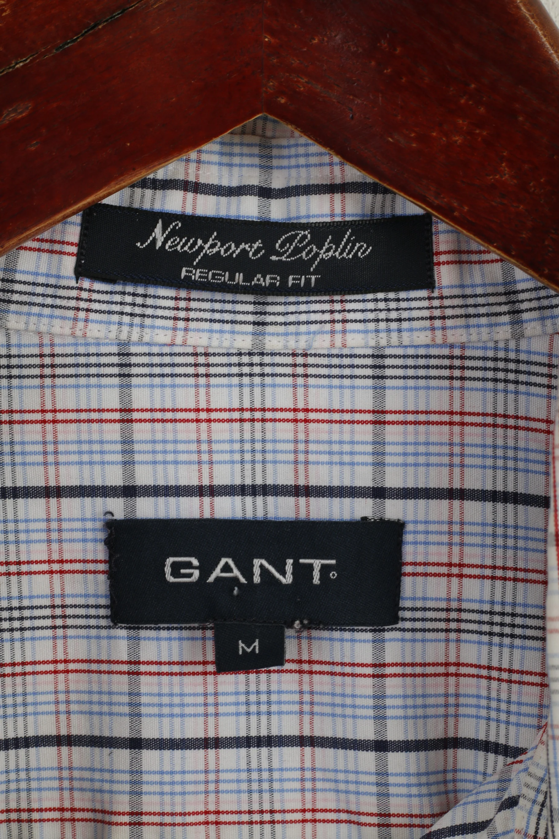 Gant Men M Casual Shirt White Check Newport Poplin Regular Fit Cotton Long Sleeve Top - Image 4
