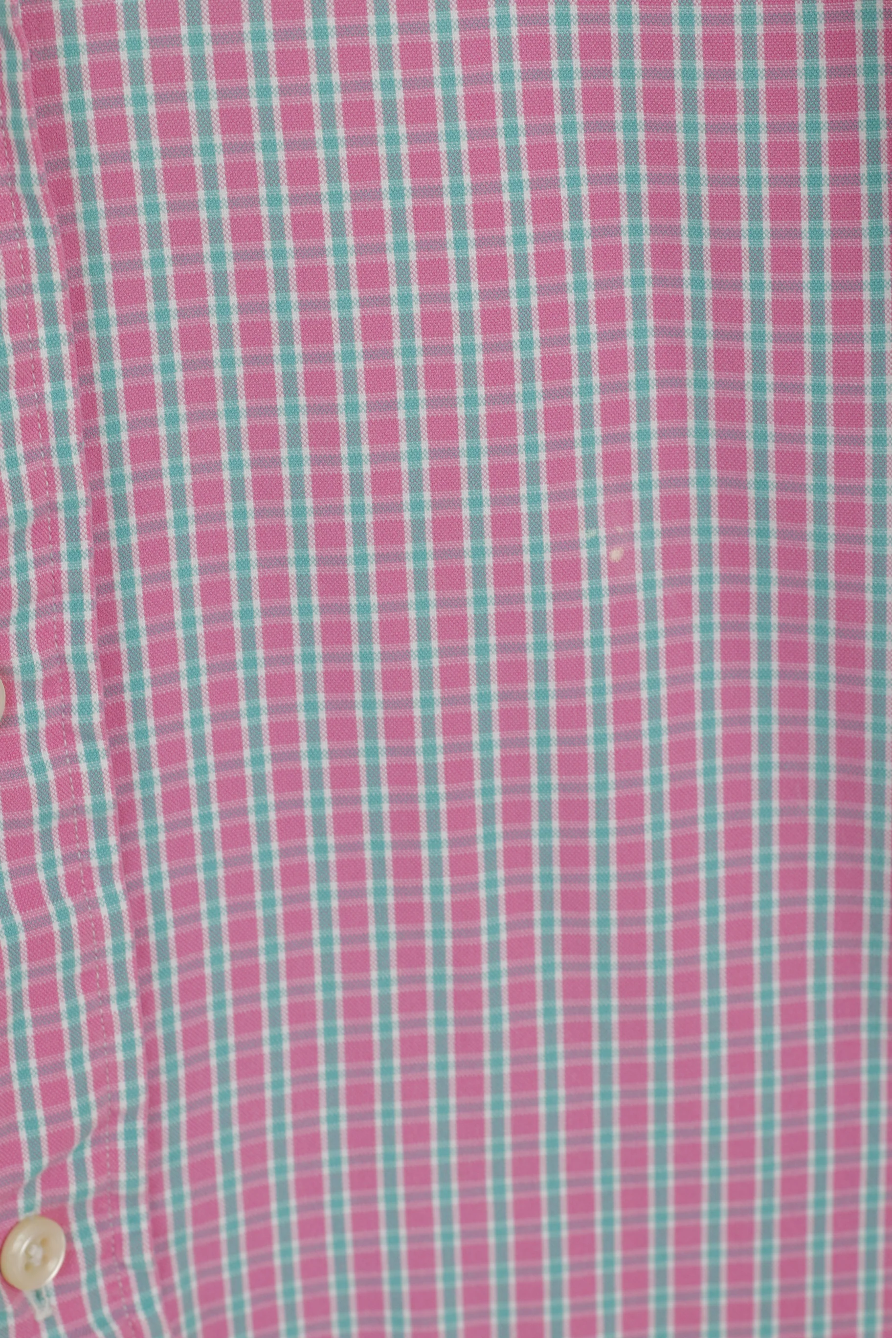Ralph Lauren Men 16 L Casual Shirt Pink Check Button Down Collar Short Sleeve Top - Image 3
