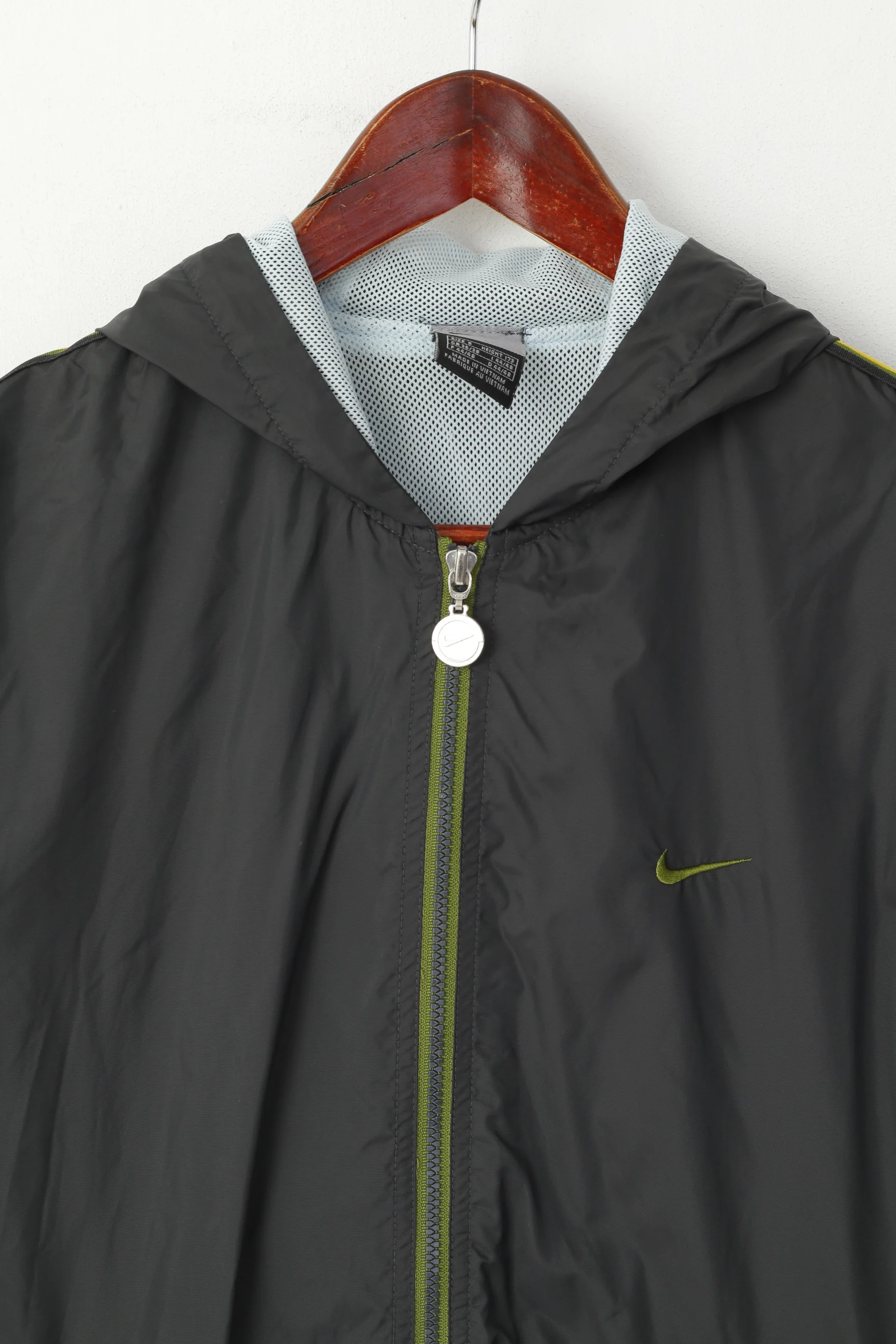 Nike Men S Jacket Grey Nylon Waterproof Sport Hooded Zip Up Basic Top - Image 2
