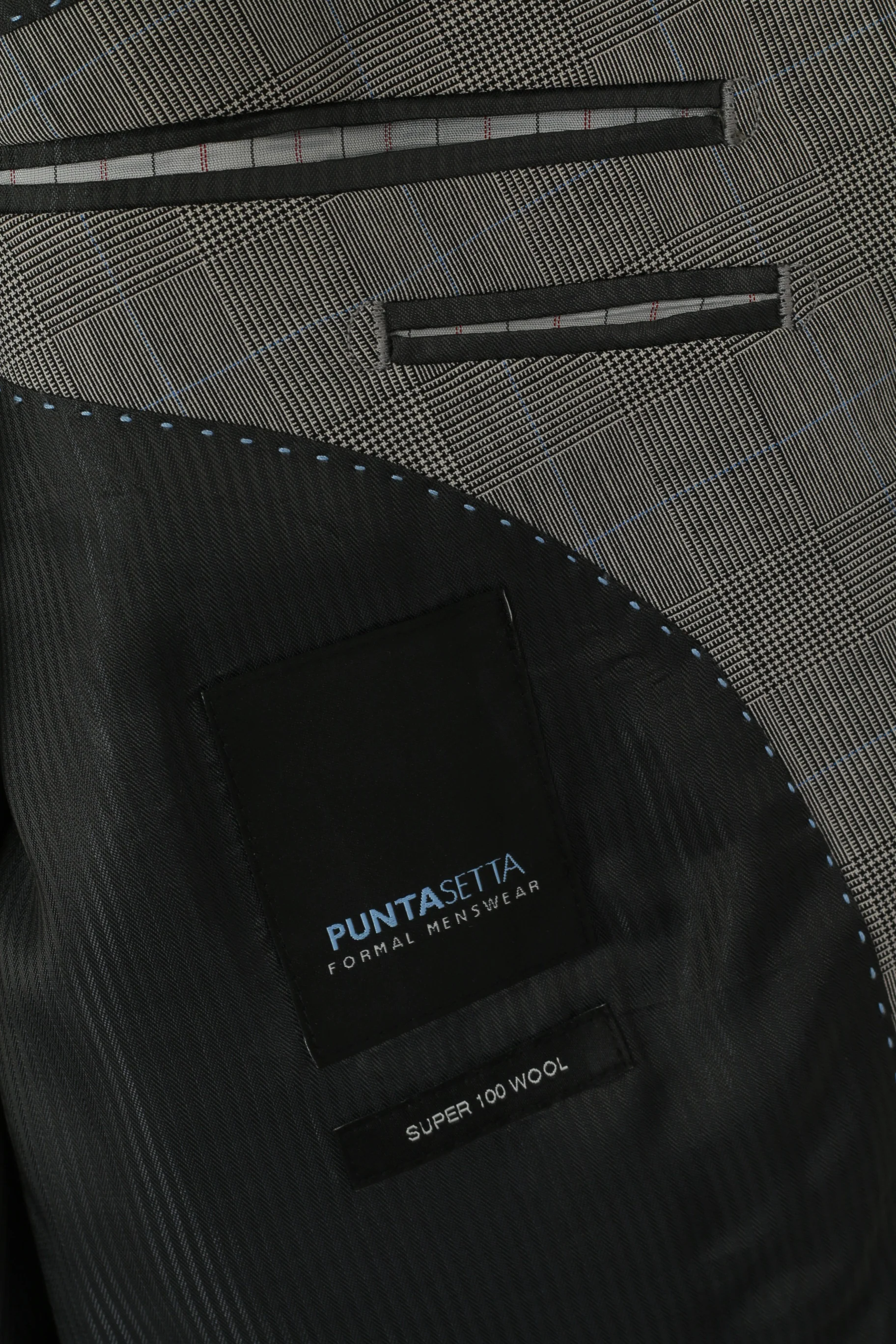 PuntaSetta Men 40 Blazer Grey Check Wool Vintage Single Breasted Jacket - Image 4