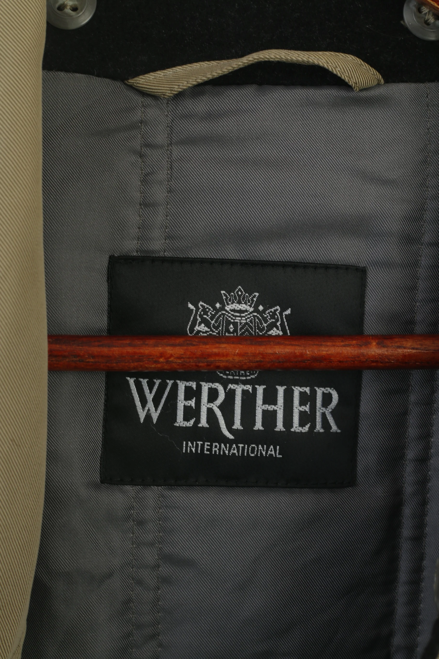 Werther International Men 52 L Coat Khaki Cotton Trench Lined Vintage Raincoat - Image 6