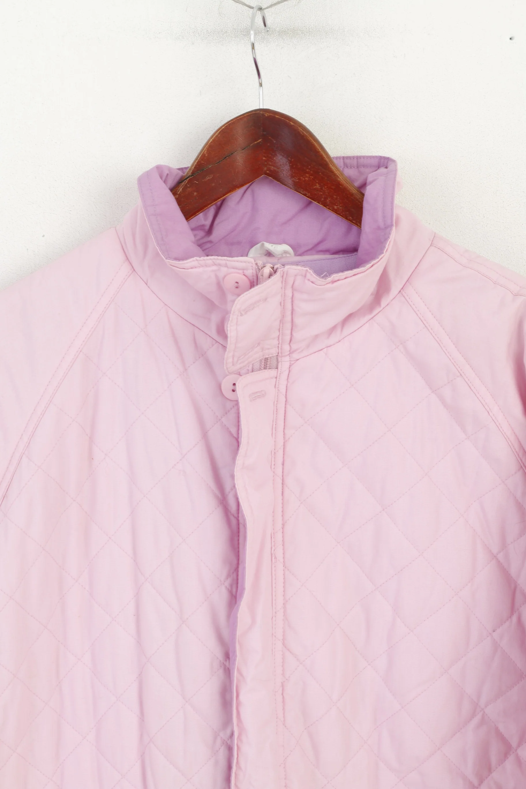Frosty Winter Women 176 M Bomber Jacket Pink Quilted Cotton Full Zipper Retro Top - Image 2
