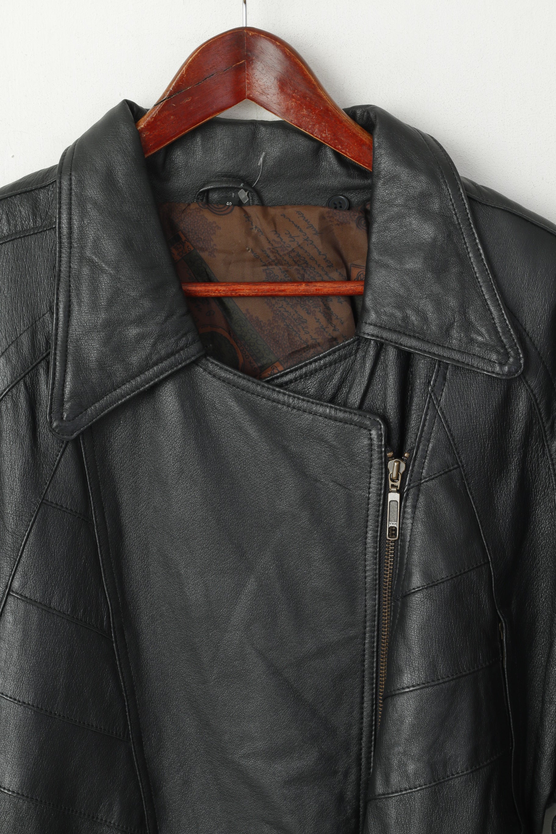 C&A Women 40 L Jacket Black Leather Raglan Sleeve Ramones Biker Belted Top - Image 2