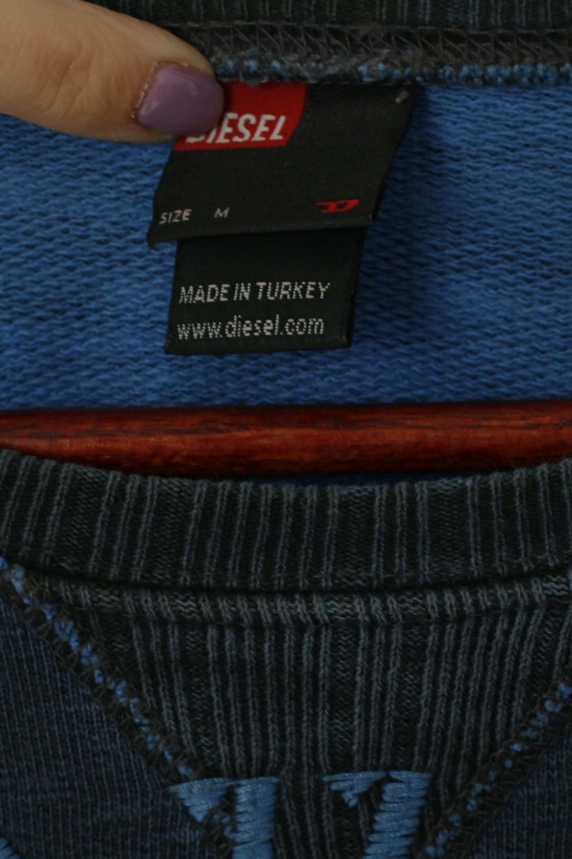 Diesel Men M (S) Sweatshirt Navy Graphic Nouseva Kaamos Slim Crew Neck Cotton Top - Image 3