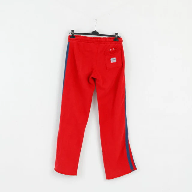 Superdry Mens L Sweatpants Red Cotton Three Pockets Active Bottoms - Image 5
