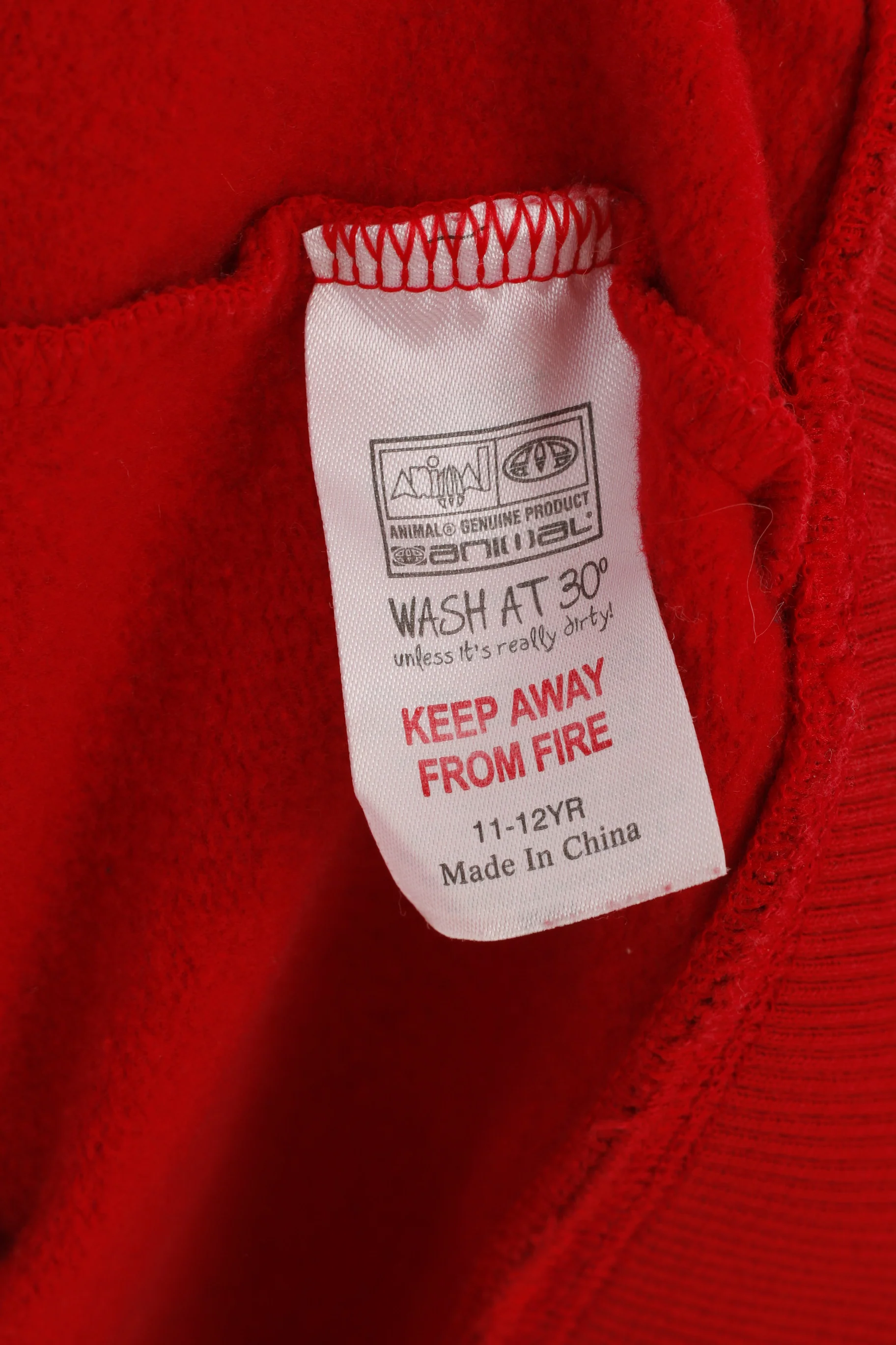 Original Animal Girls 11-12 Age Sweatshirt Red Hood Cotton Jumper Sport Top - Image 5