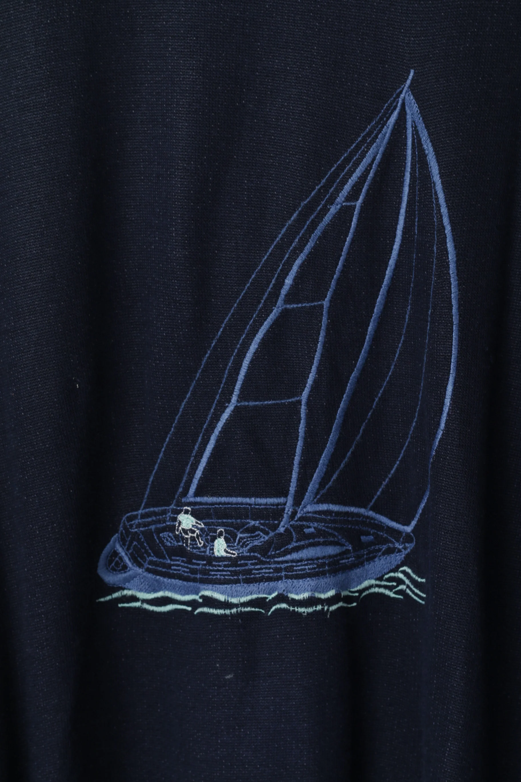 Greenwoods Active Men M Jumper Navy Acrylic Emroidered Crew Neck Sailing Sweater - Image 3