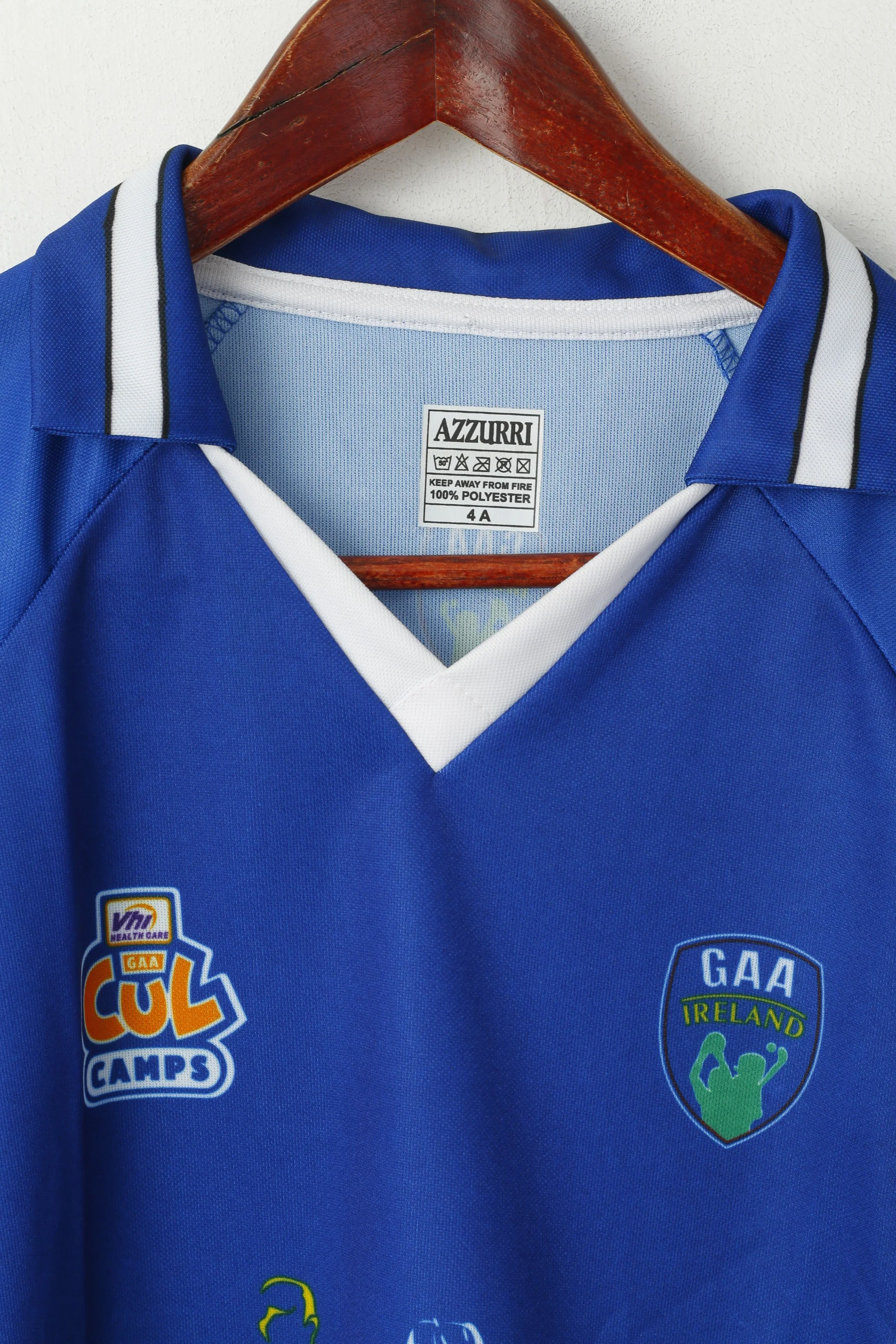 AZZURRI Men 4 S Polo Shirt Blue GAA IRELAND Gaelic Football Vintage Shirt - Image 2