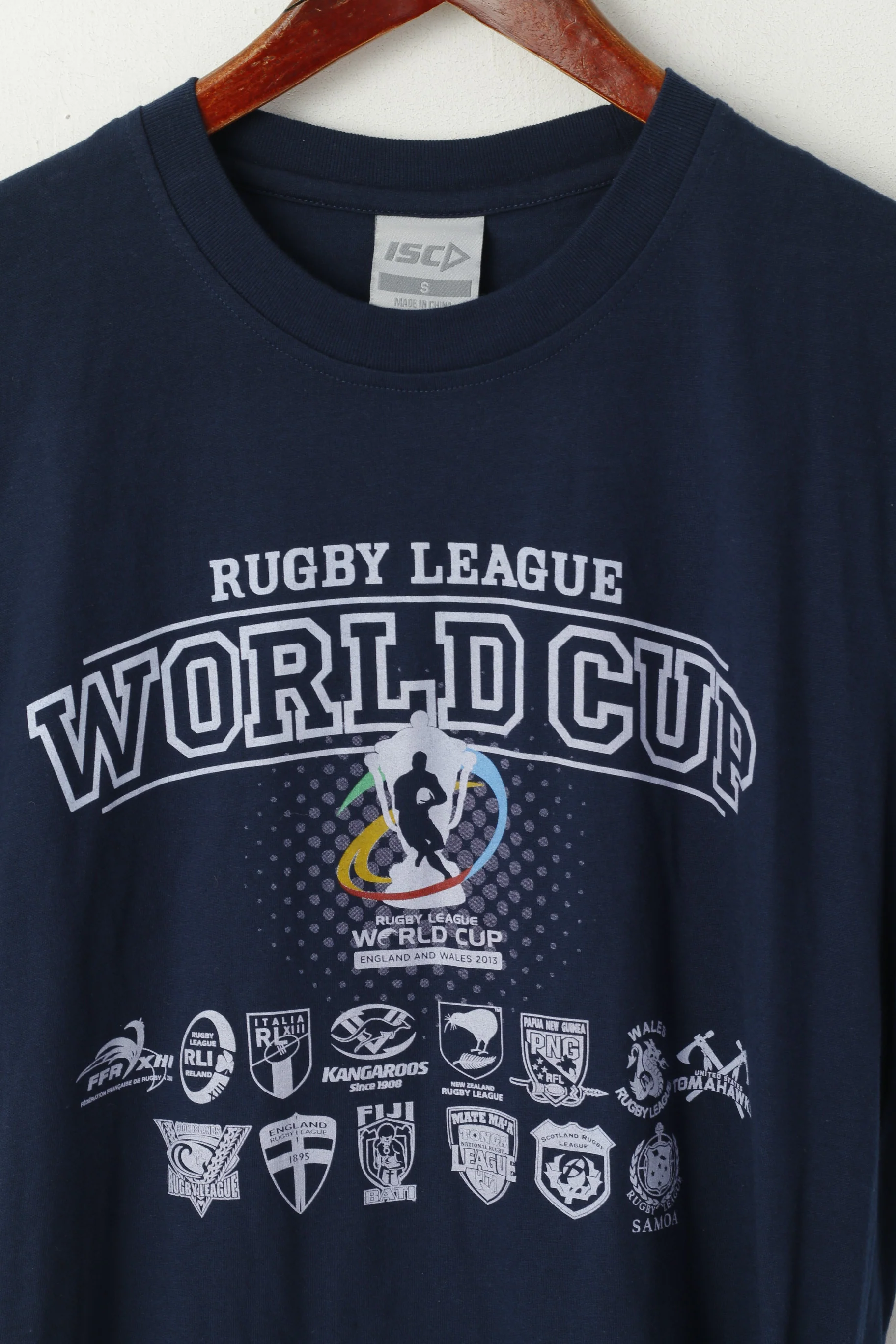 New ISC Men S Shirt Blue Rugby League World Cup England and Wales 2013 - Image 2