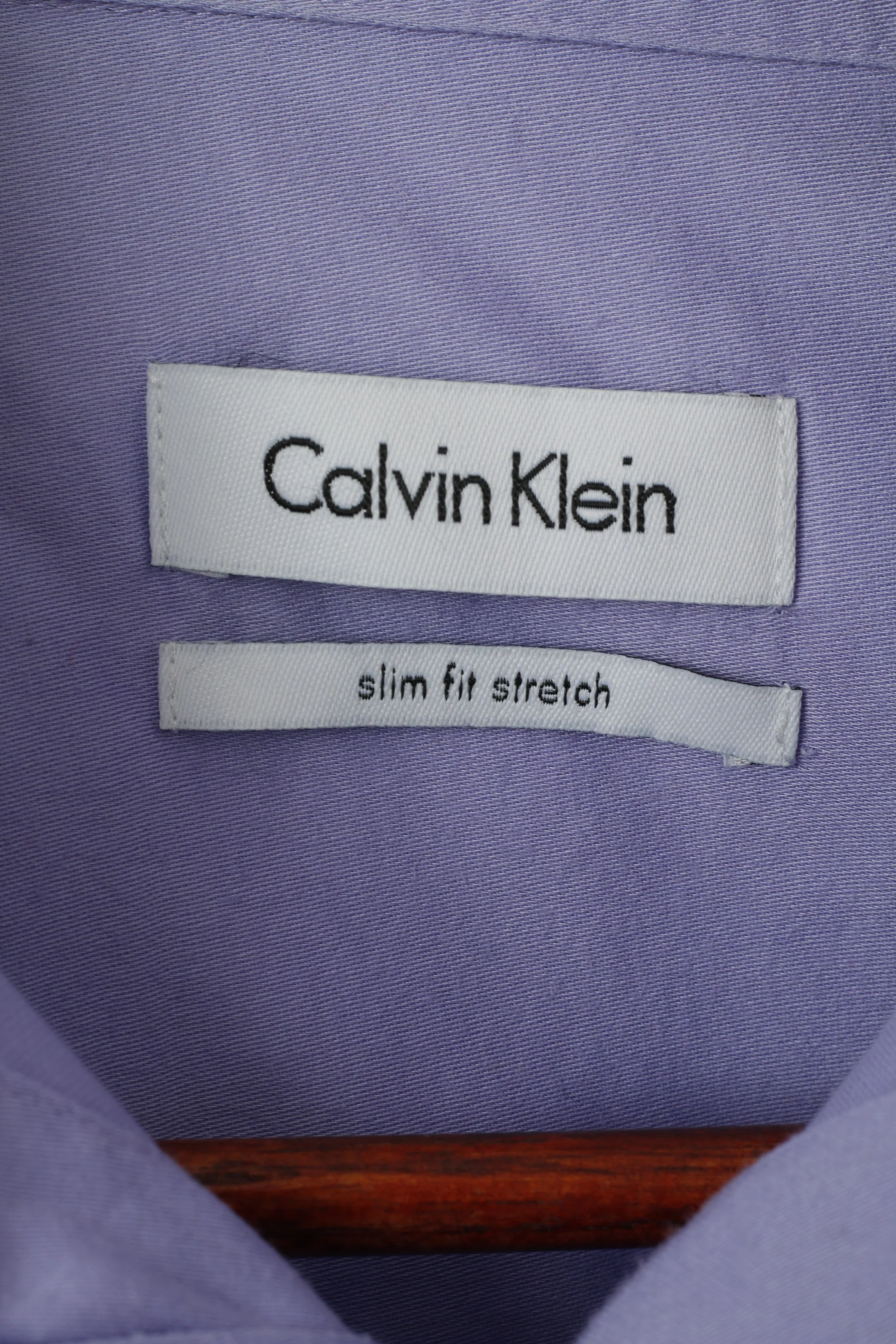 Calvin Klein Men 15.5 32/33 M Casual Shirt Purple Cotton Slim Fit Stretch Long Sleeve Top - Image 4
