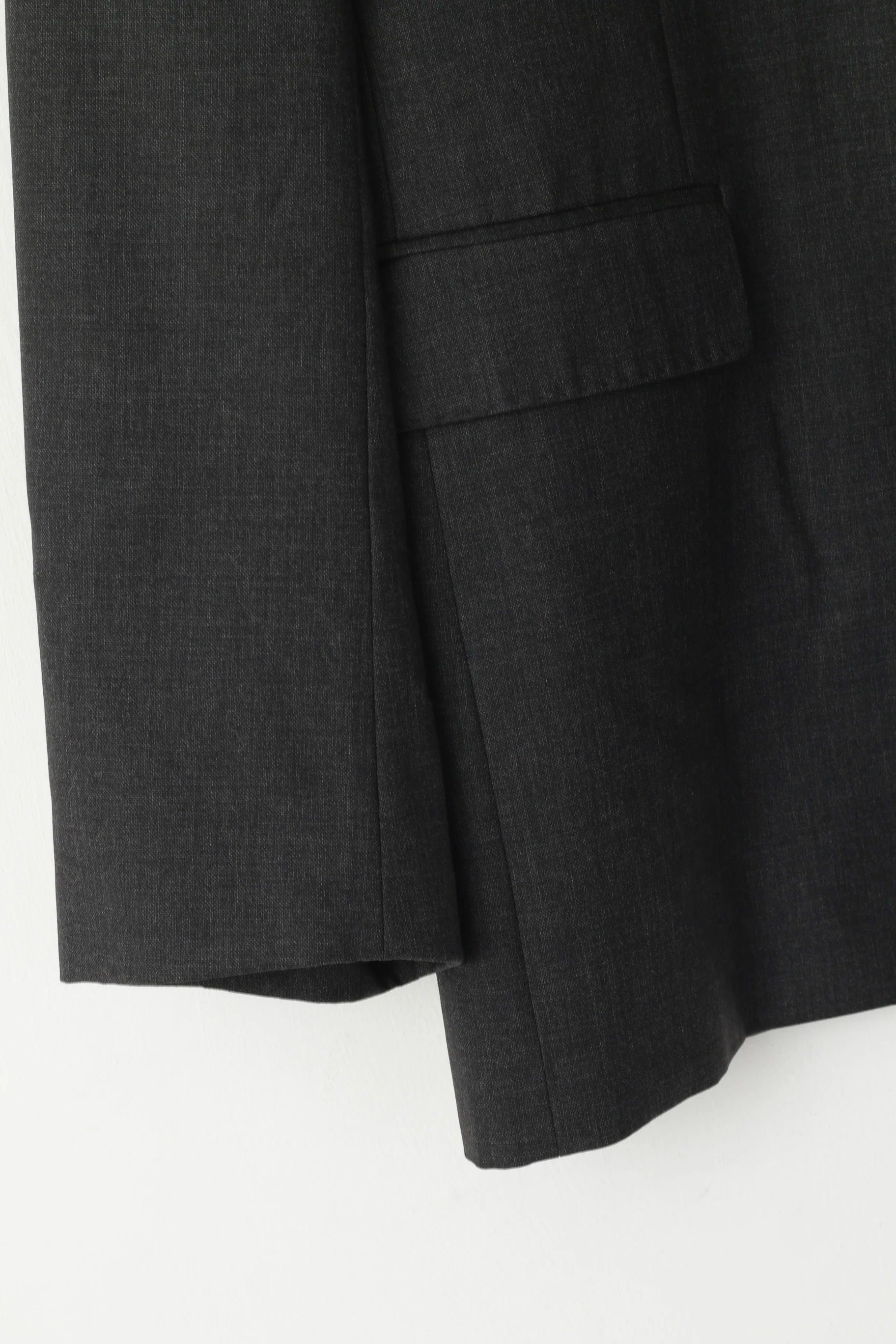 Jaeger Men 44 L Blazer Charcoal 100% Wool Single Breasted Jacket - Image 3