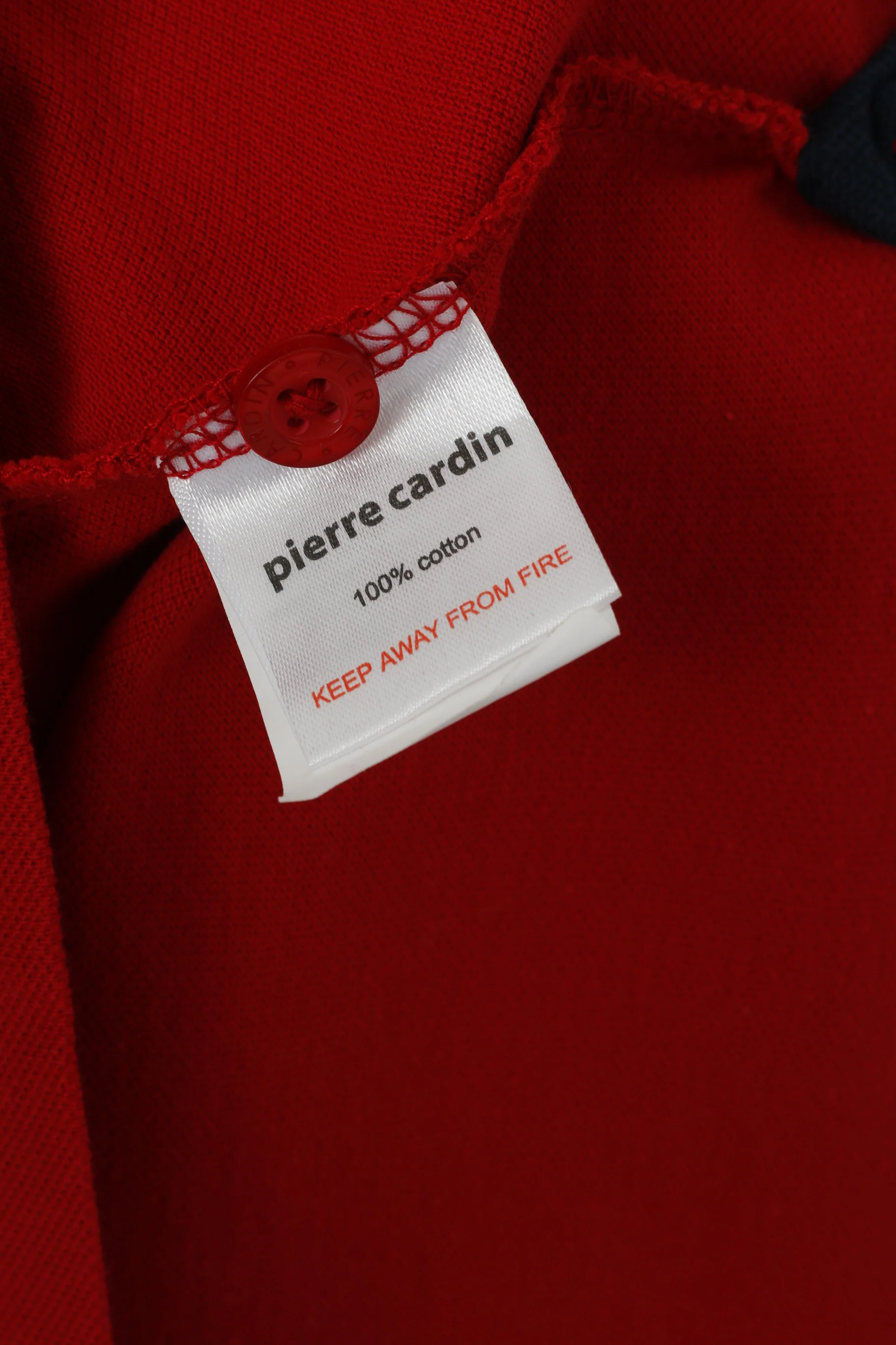Pierre Cardin Men L (M) Polo Shirt Red Cotton Plain Logo Detailed Buttons Classic Top - Image 4