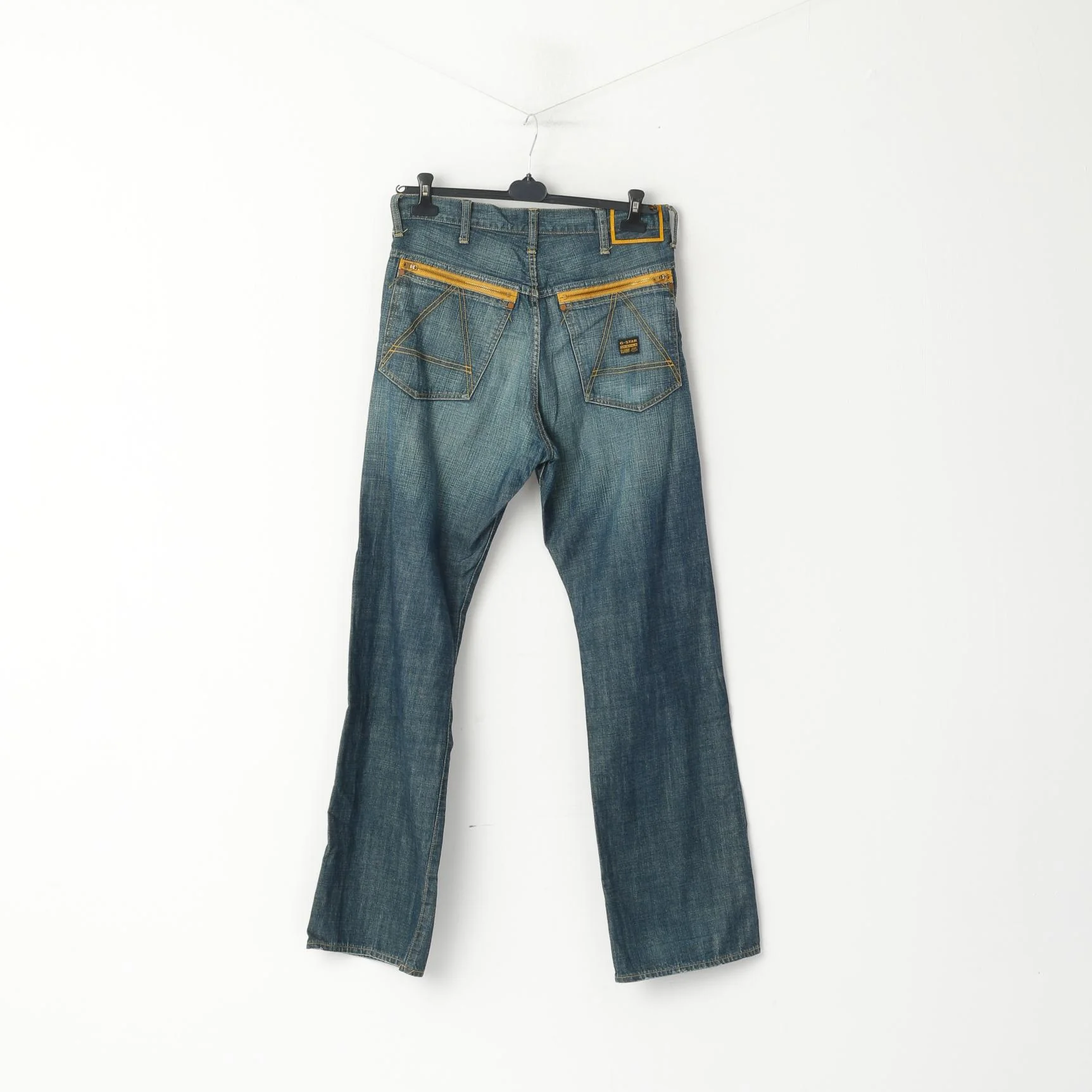 G-STAR RAW Men W 31 L 36 Jeans Trousers Cotton Green Blue Straight Denim Pants - Image 6