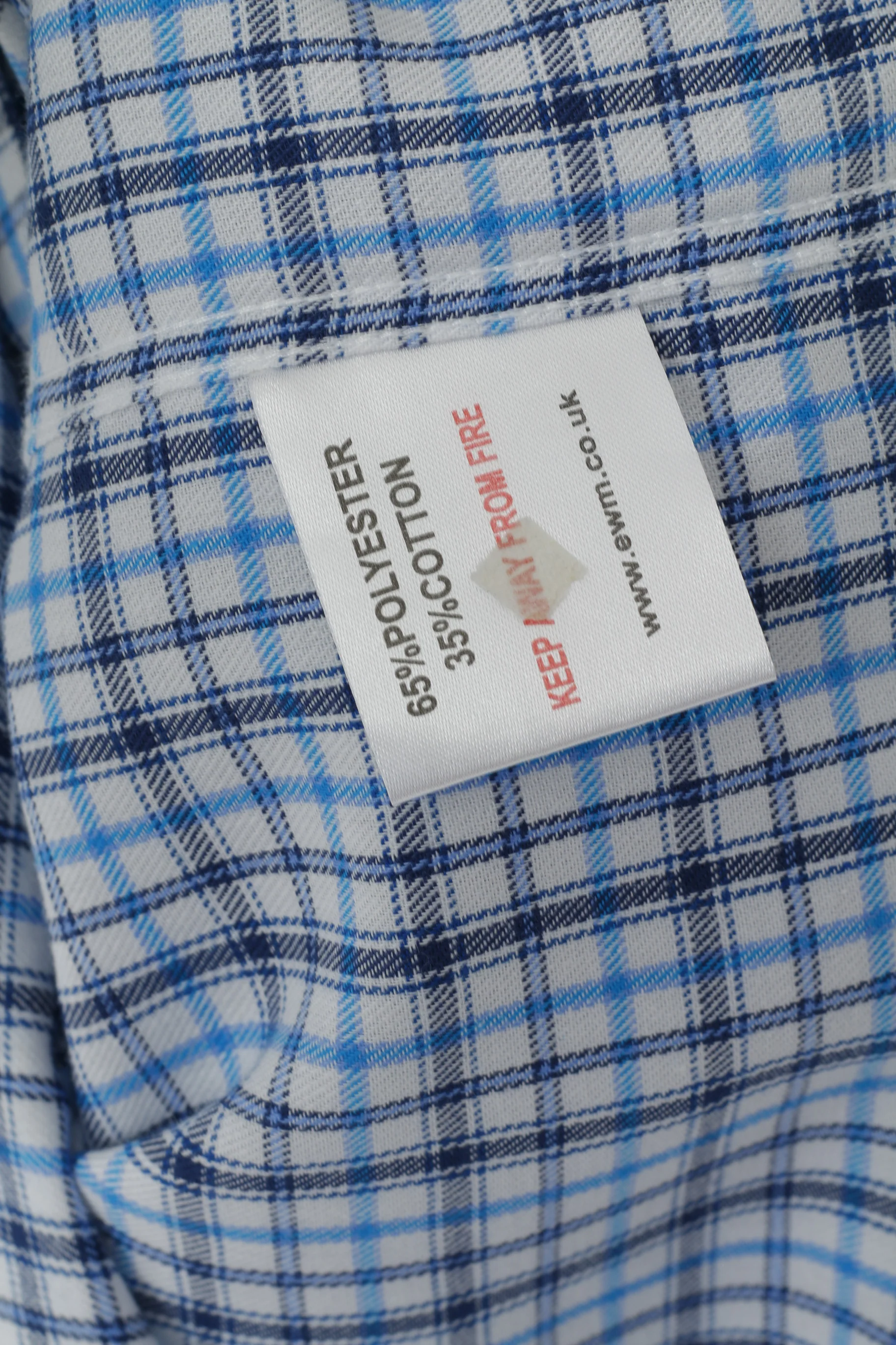 James Pringle Men M Casual Shirt Blue Check Cotton Pocket Long Sleeve Top - Image 5
