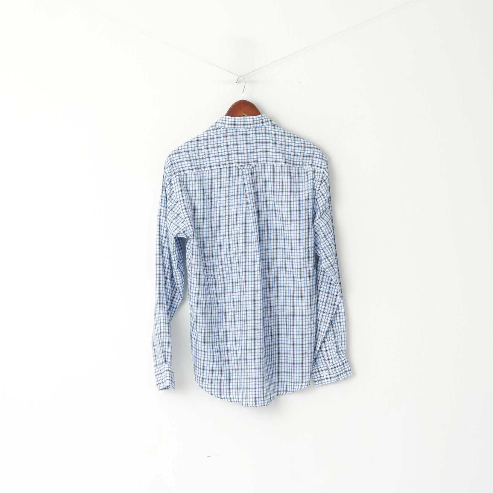 James Pringle Men M Casual Shirt Blue Check Cotton Pocket Long Sleeve Top - Image 6