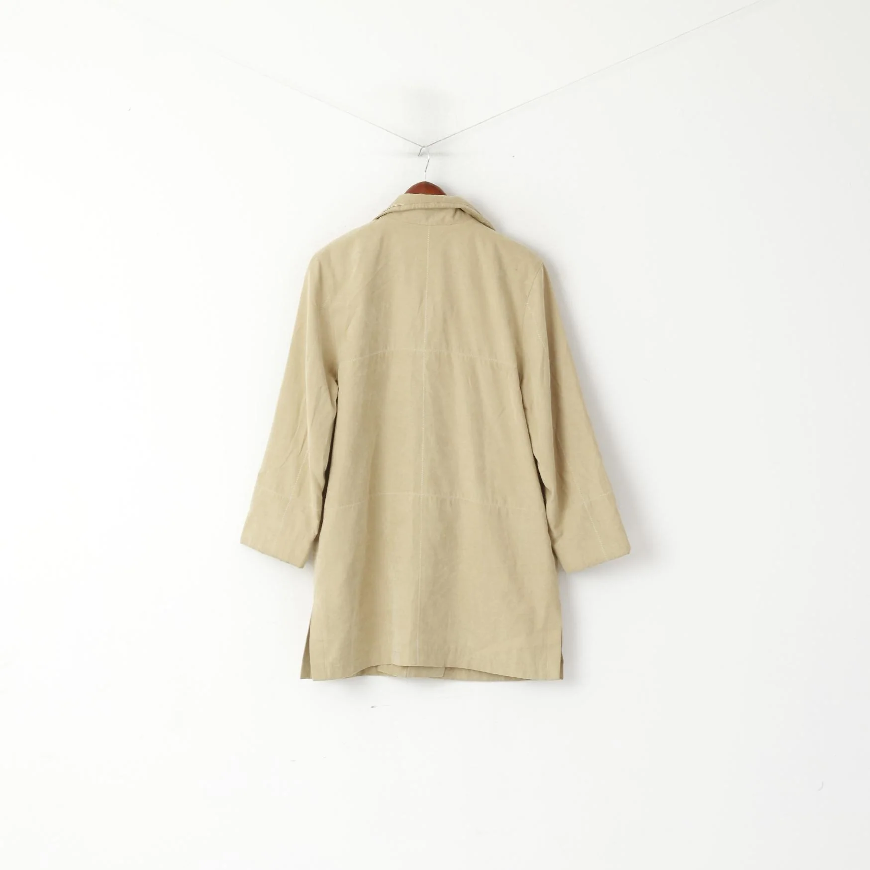 Nitusch Women 38 M Coat Beige Boho Full Zipper Retro Shoulder Pads Lightweight Top - Image 6