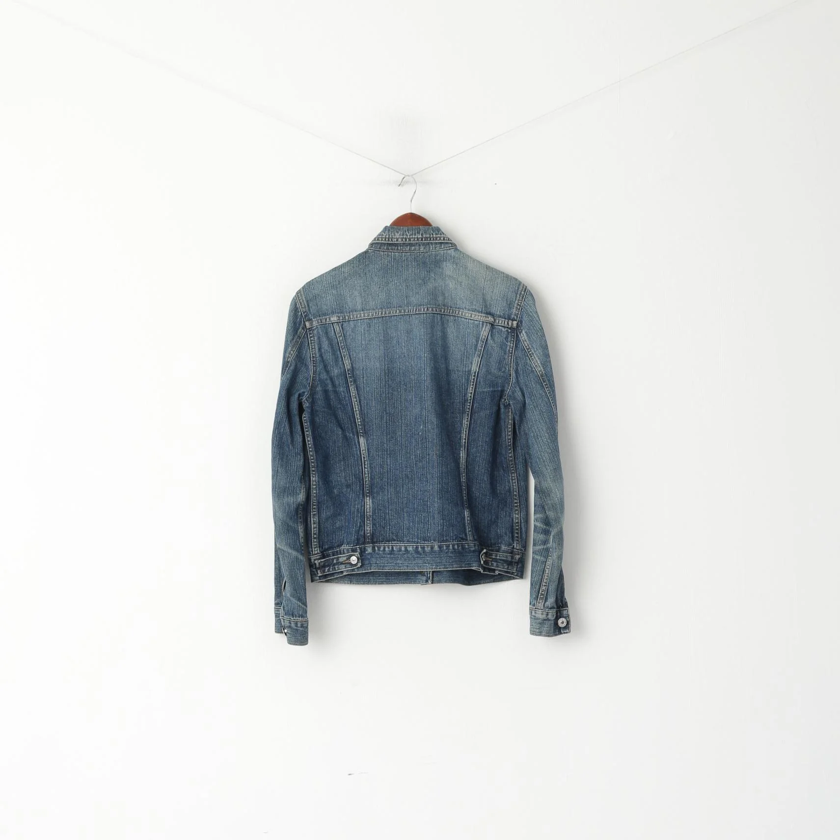 United Colors Of Benetton Women M Jacket Blue Denim Jeans Cotton Top - Image 6