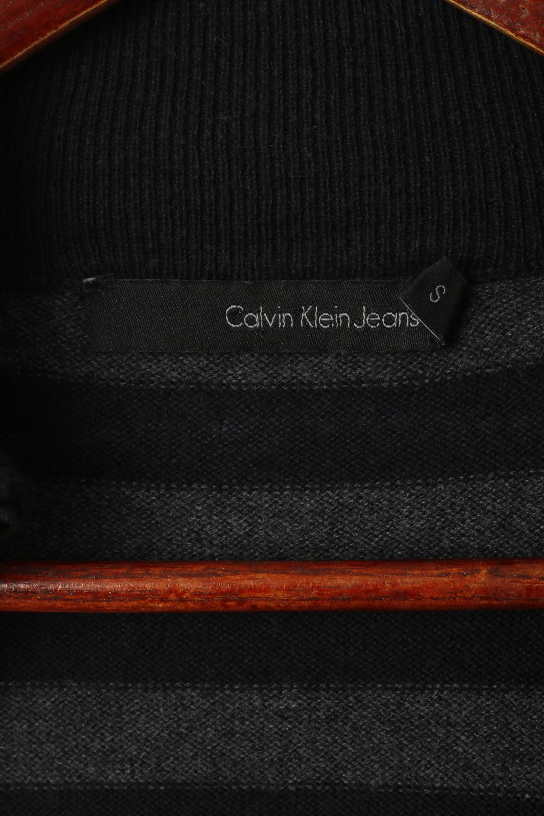 Calvin Klein Jeans Men S Jumper Navy Cotton Wool Blend Diamond Zip Up Sweater - Image 4
