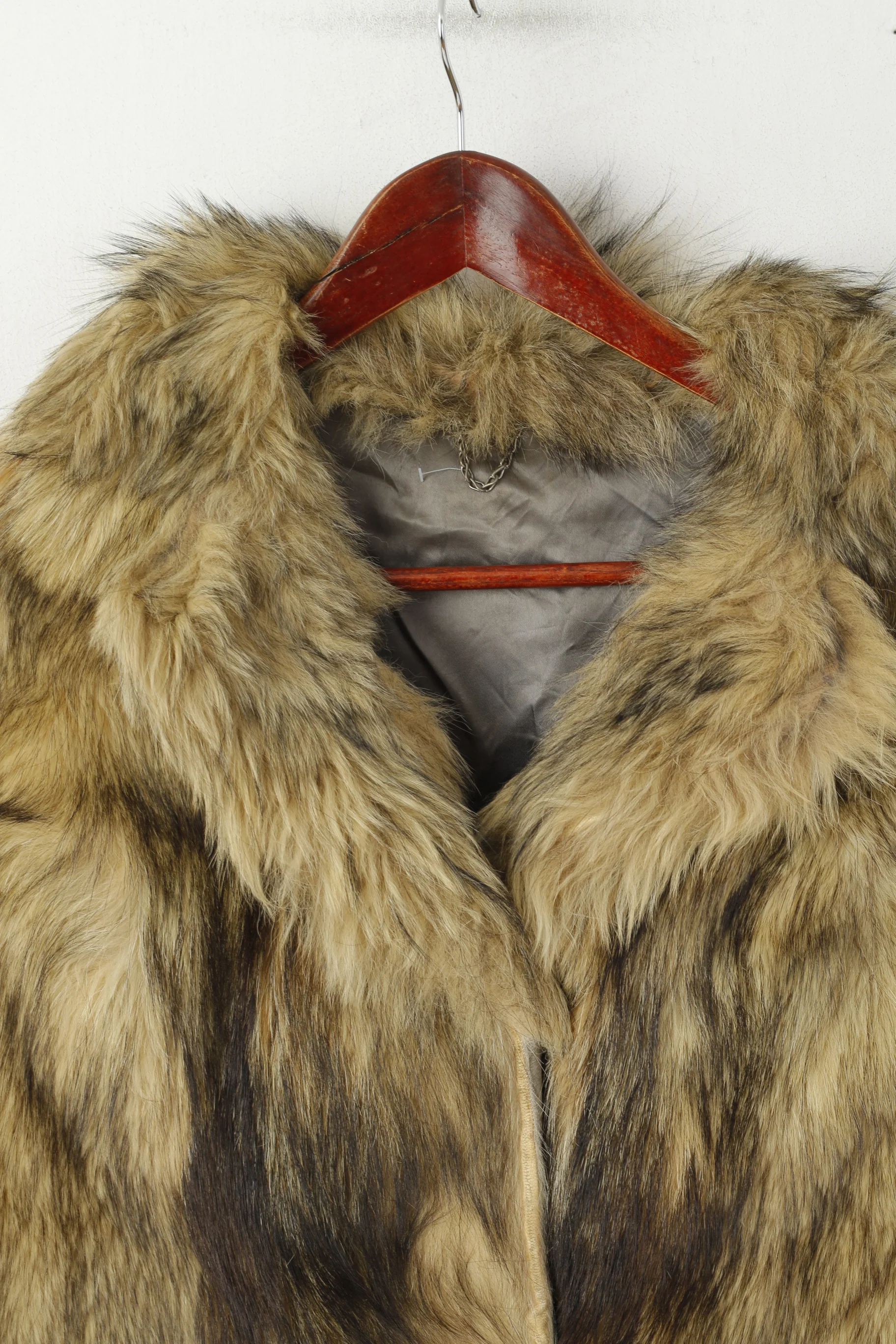 Women S Fur Brown Beige Boho Vintage Lined Classic Top - Image 2