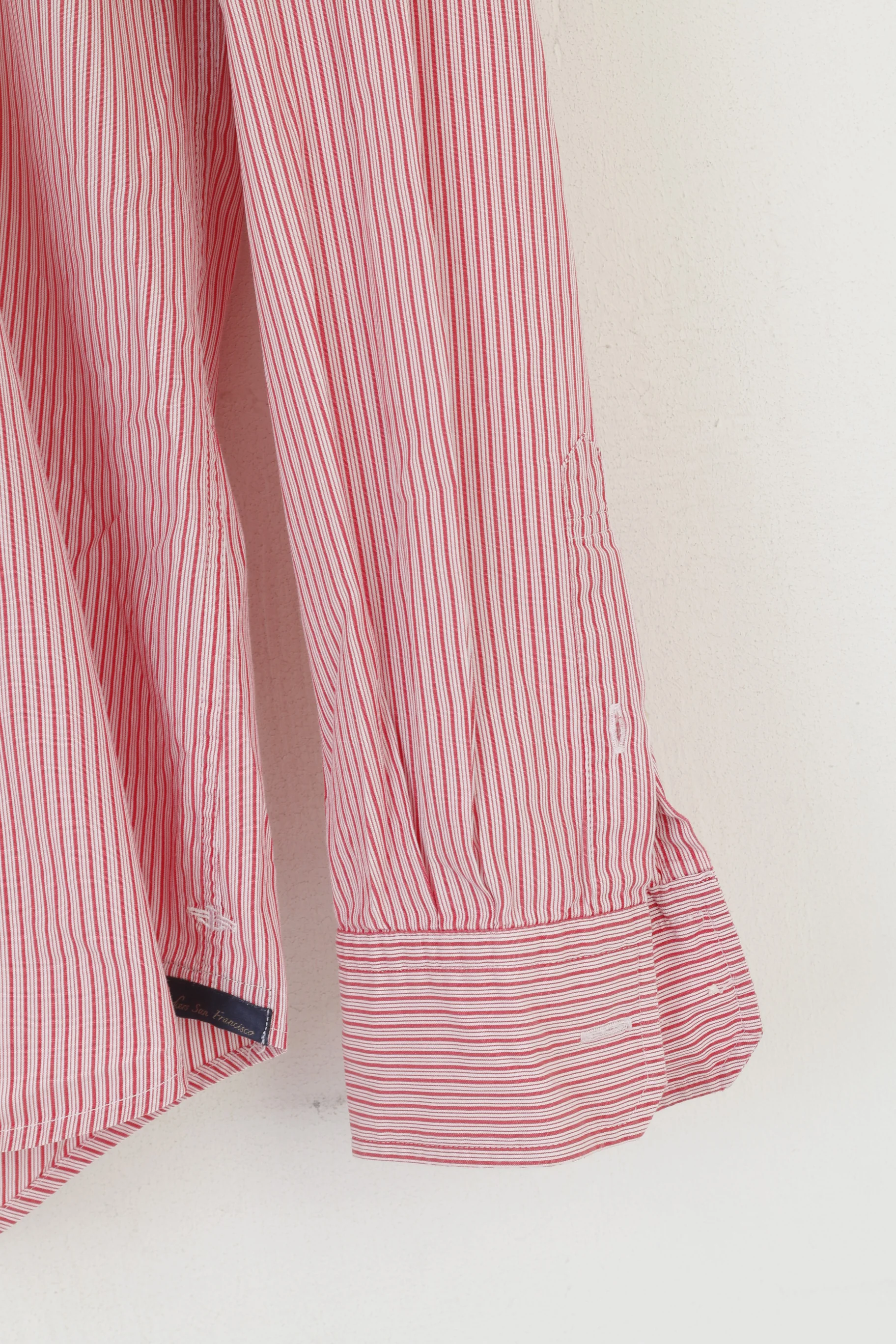 Dockers San Francisco Men XL (L) Casual Shirt Red Striped Cotton Long Sleeve Top - Image 3