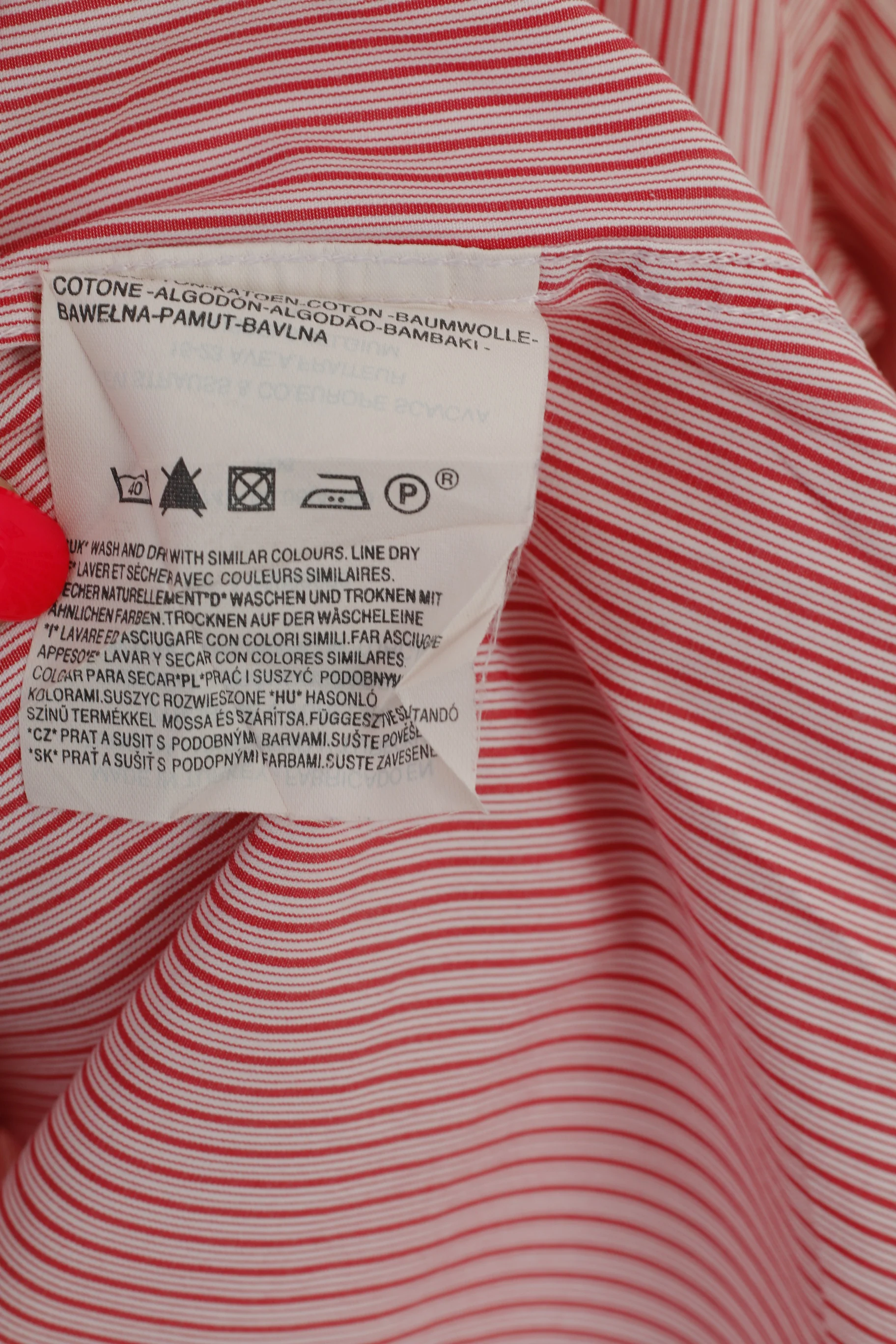 Dockers San Francisco Men XL (L) Casual Shirt Red Striped Cotton Long Sleeve Top - Image 5