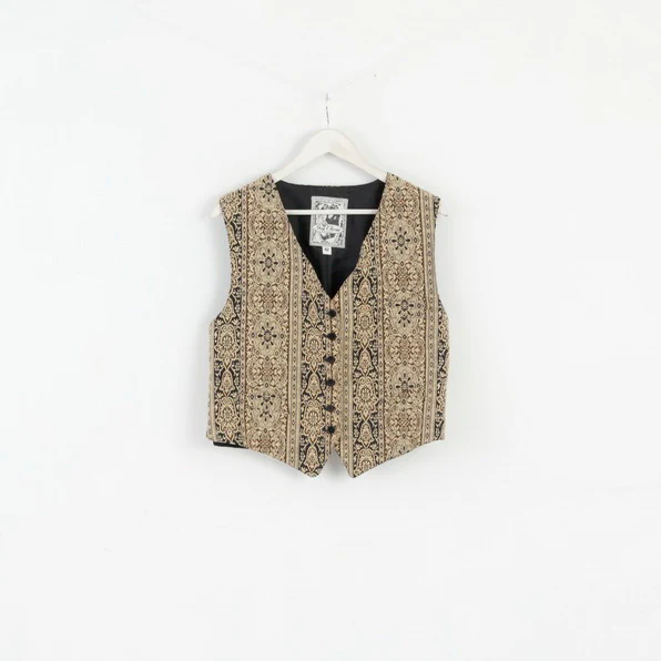 Guy Clerac Paris Women 42 Waistcoat Brown Vintage Buttoned Vest