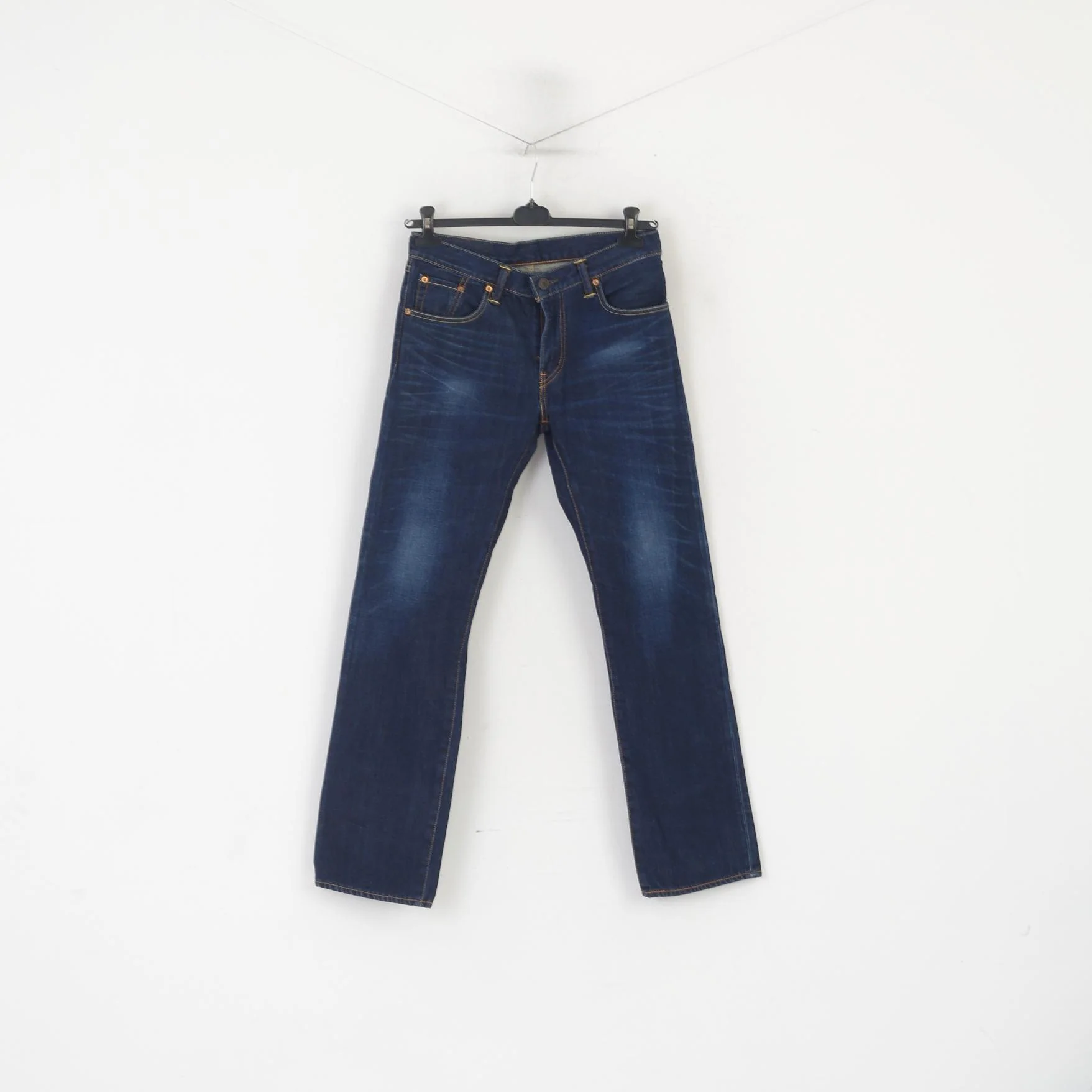 Levi's Men 31 Jeans Trousers Navy Denim 502 Vintage Straight Classic Japan Pants