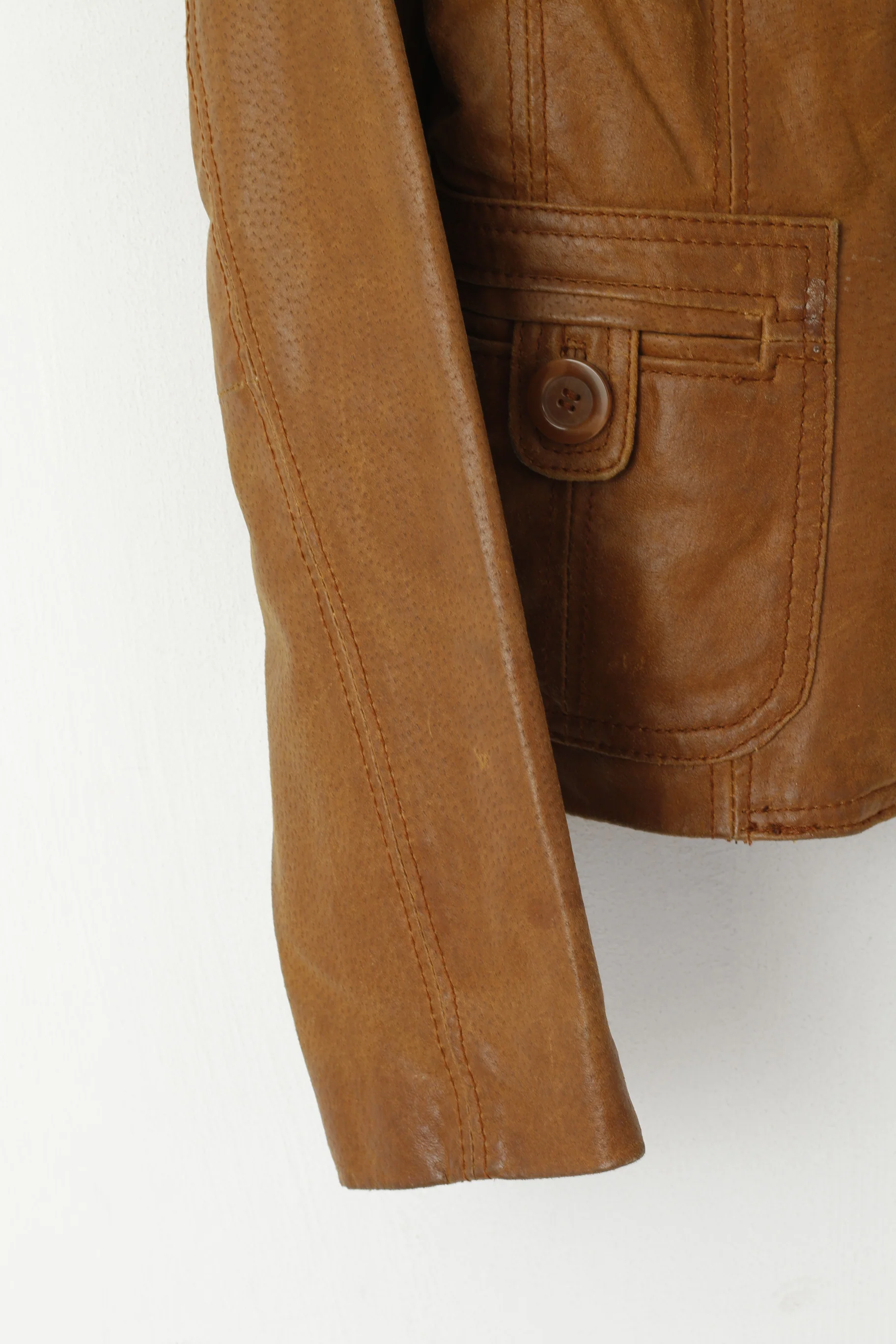 New Look Women 14 M Jacket Brown Leather Vintage Edition Batch 2003 Blazer - Image 3