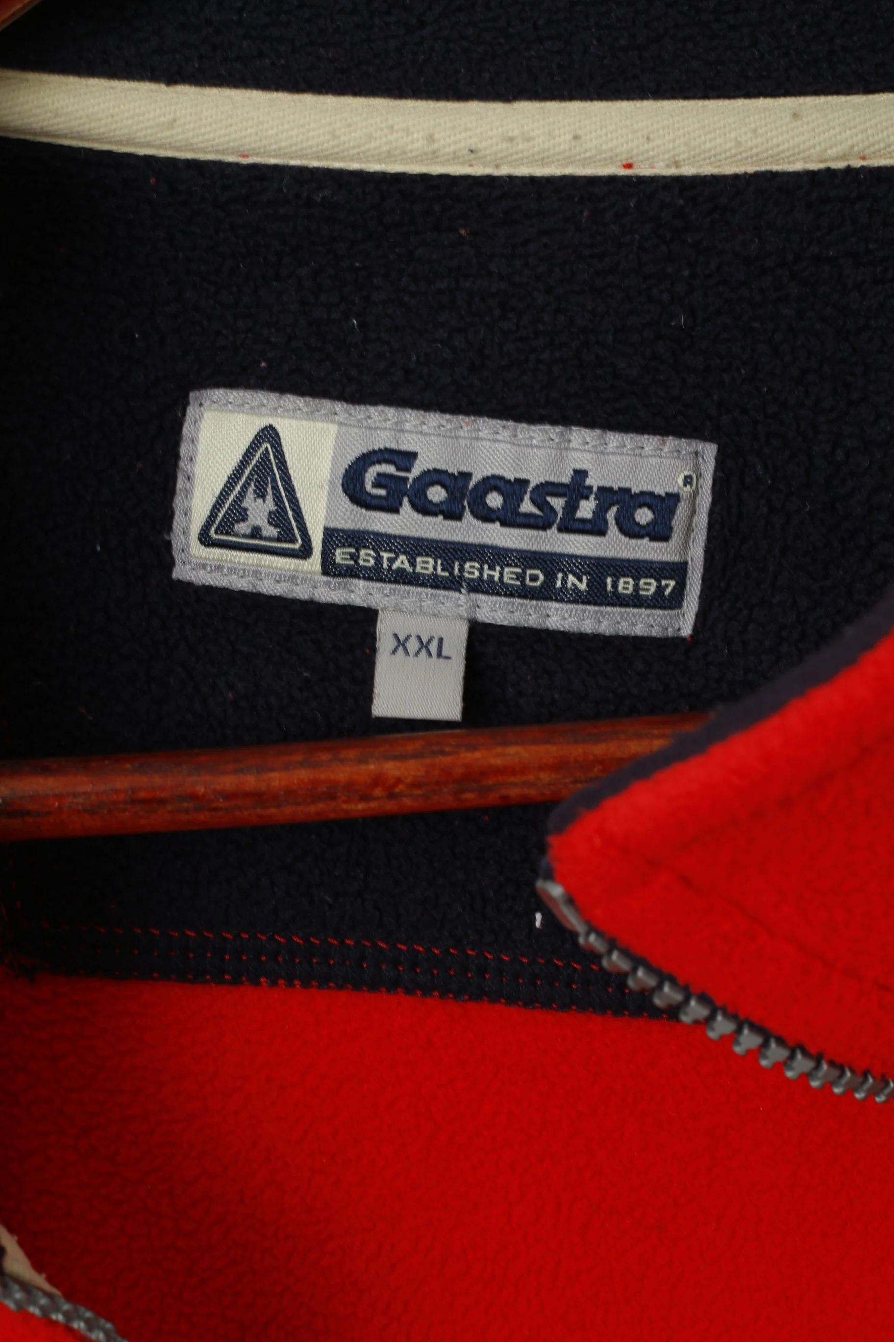 Gaastra Men XXL Fleece Top Red Full Zipper Pockt Casual Sport Sweatshirt - Image 4
