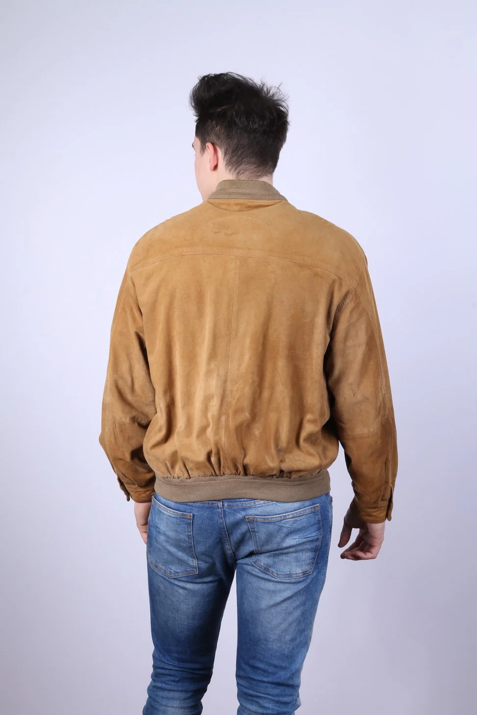 Montes Men 52 L Bomber Jacket Camel Leather Suede Vintage Full Zipper Classic Top - Image 11