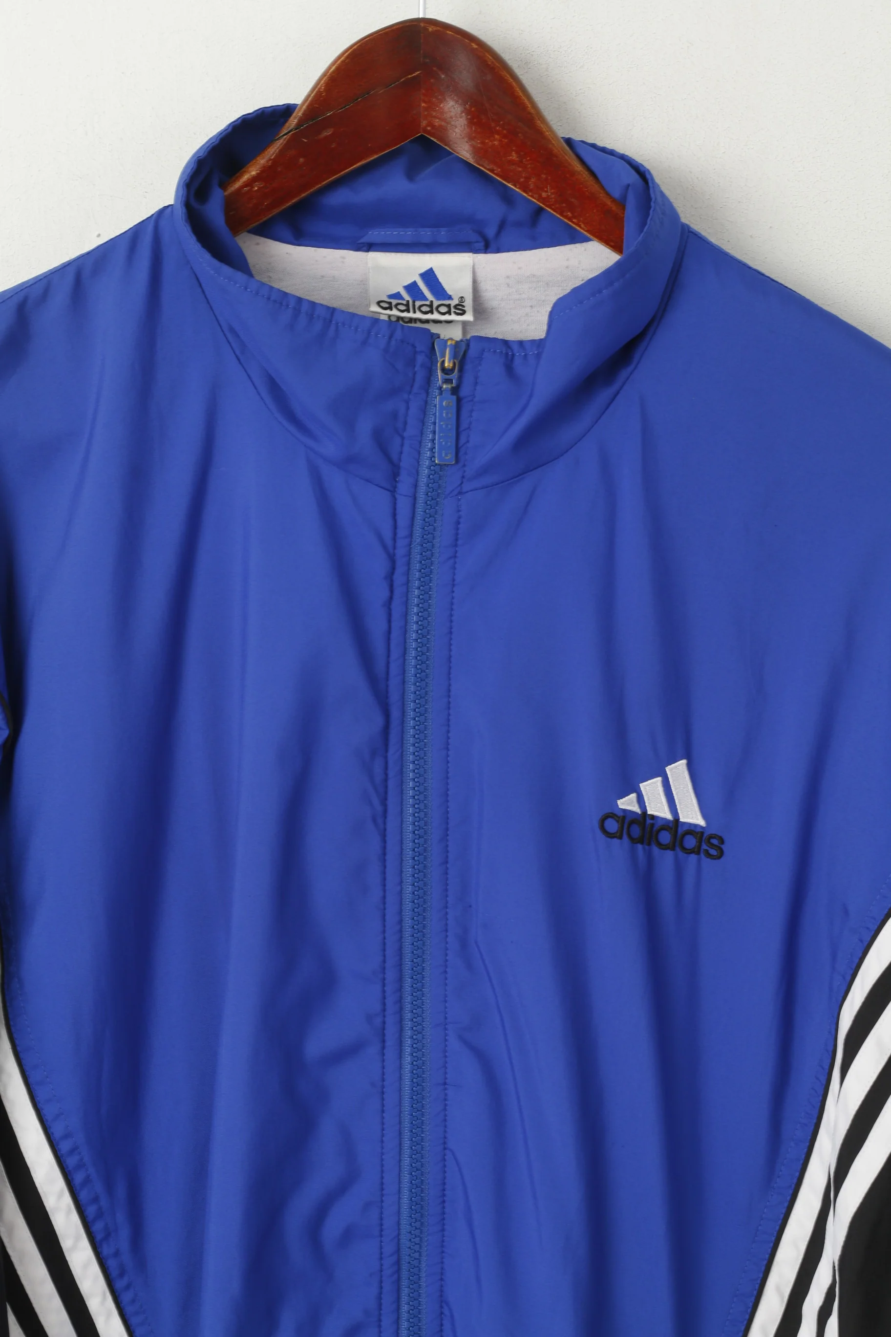 Adidas Men L 186 Jacket Blue Vintage Zip Up Bomber Active '00 Sportswear Top - Image 2