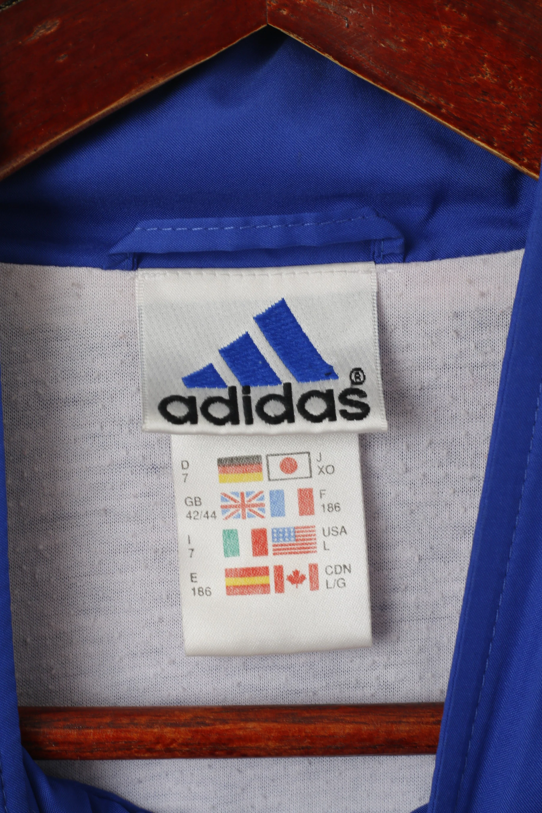 Adidas Men L 186 Jacket Blue Vintage Zip Up Bomber Active '00 Sportswear Top - Image 4