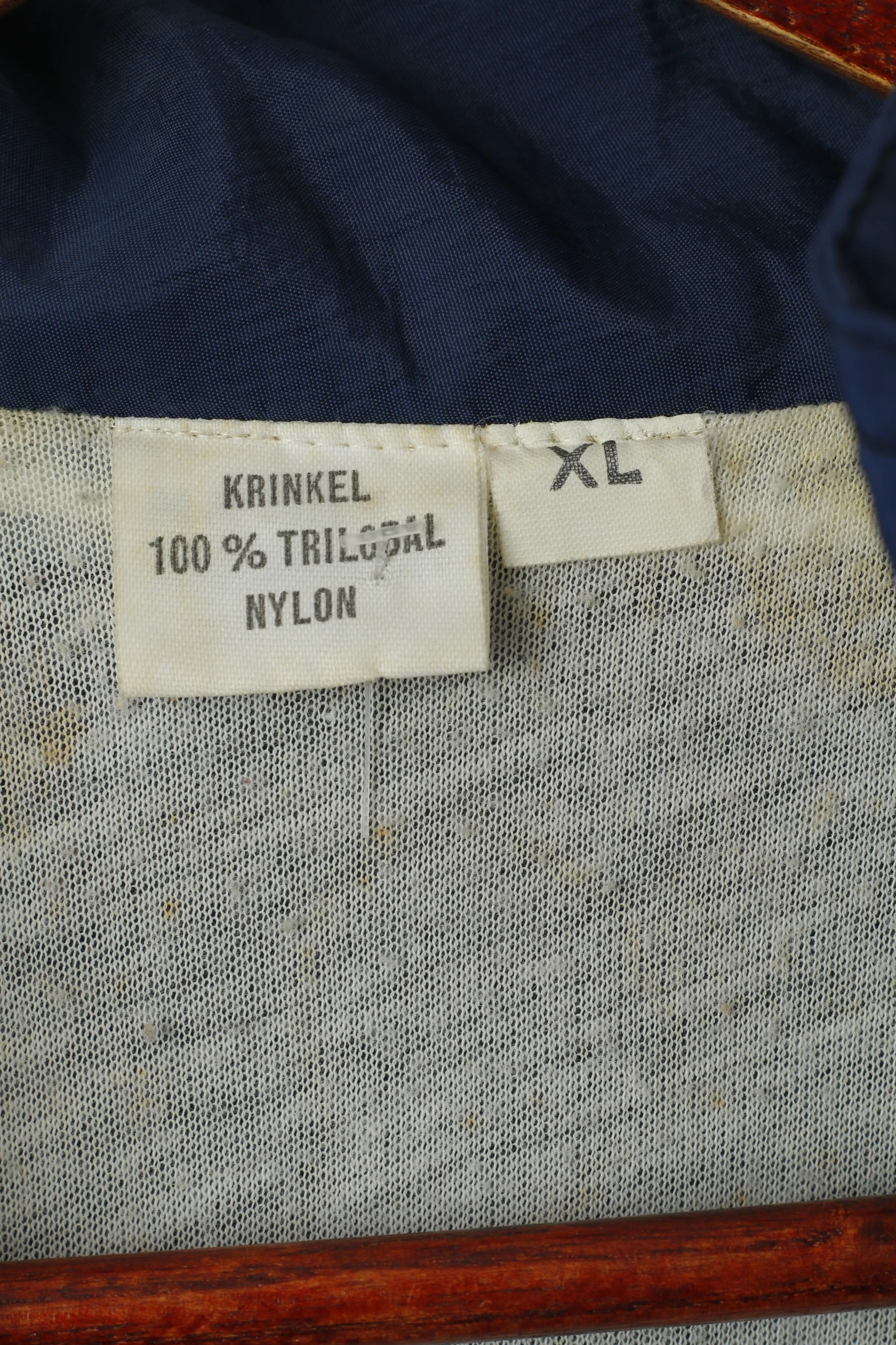 Krinkel Men XL Track Top Jacket Navy Nylon Triobal Oldschool Full Zipper Sport Top - Image 4