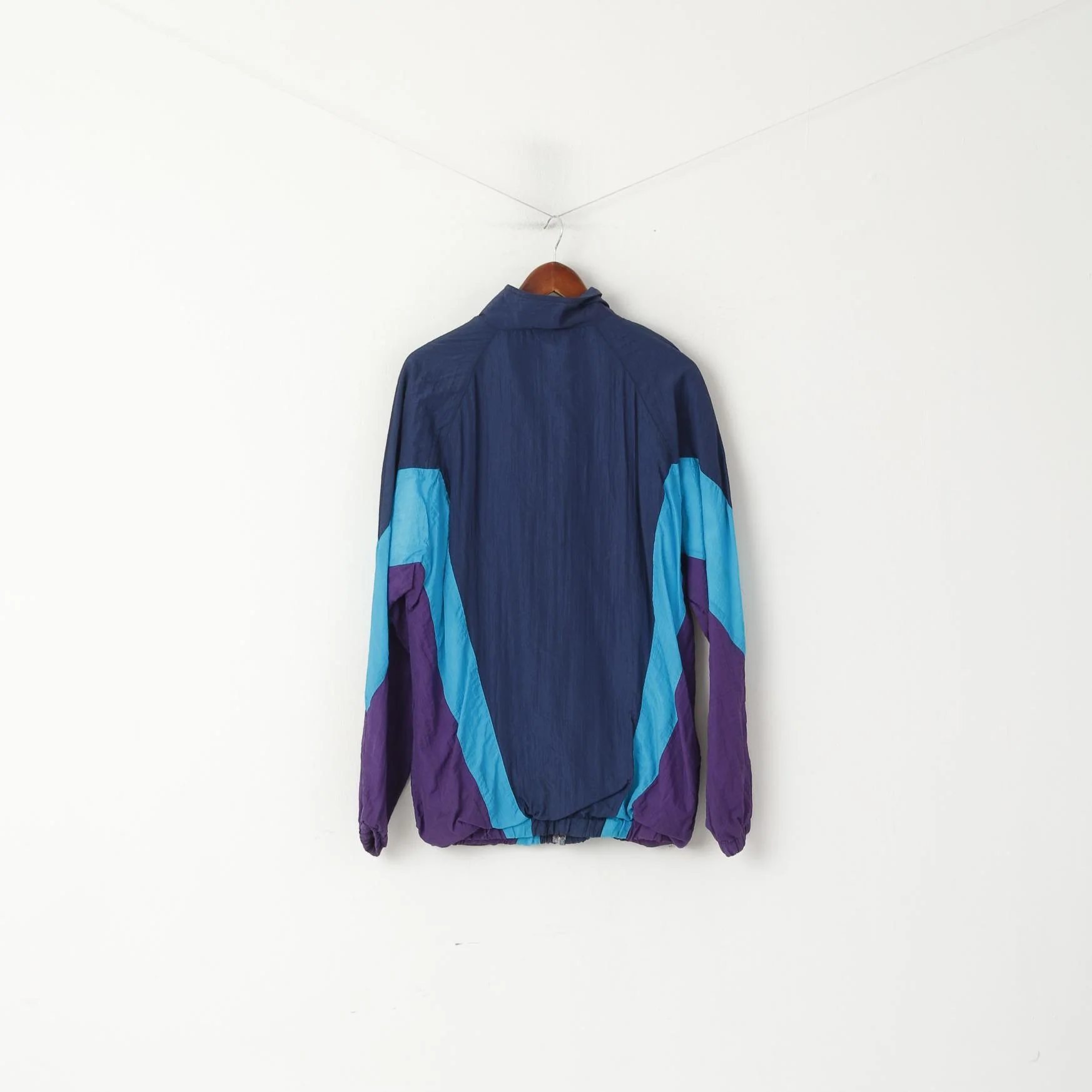 Krinkel Men XL Track Top Jacket Navy Nylon Triobal Oldschool Full Zipper Sport Top - Image 5
