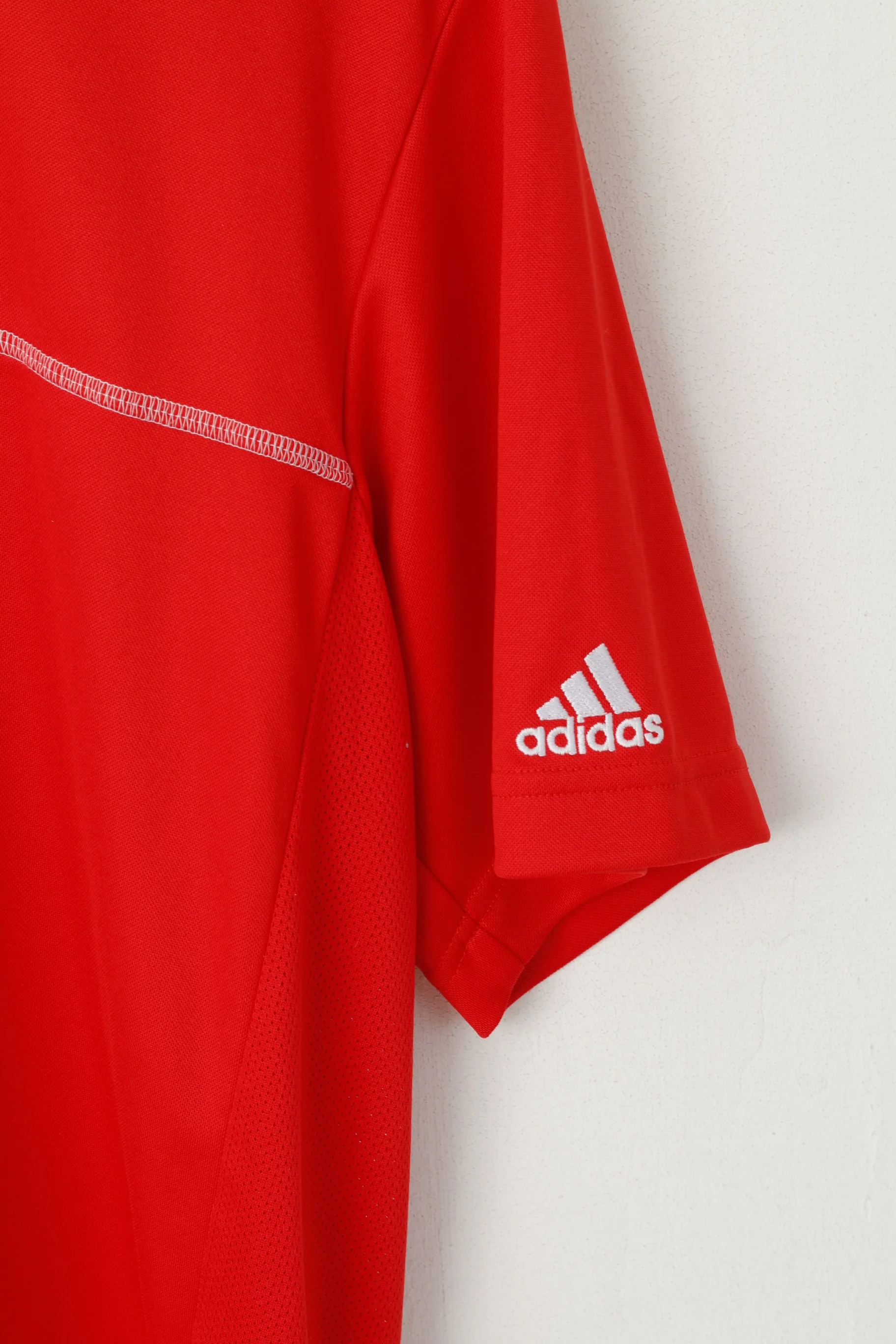 Adidas Men L Shirt Red Japan Jersey Football Activewear Sport Top - Image 3