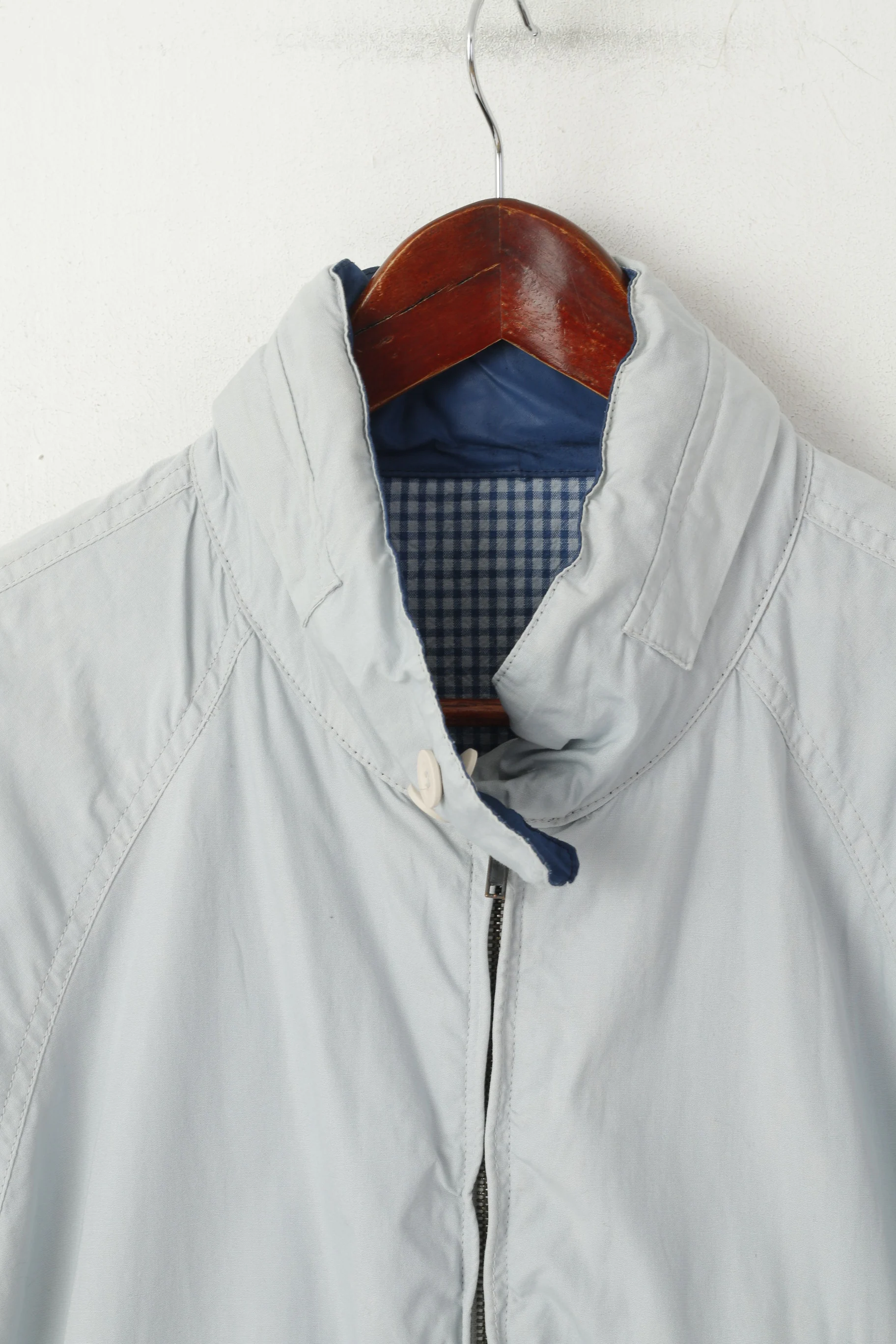 Marlboro Classics Men 54 L Jacket Grey Blue Two-Sided Cotton Hidden Hood Bomber Top - Image 2