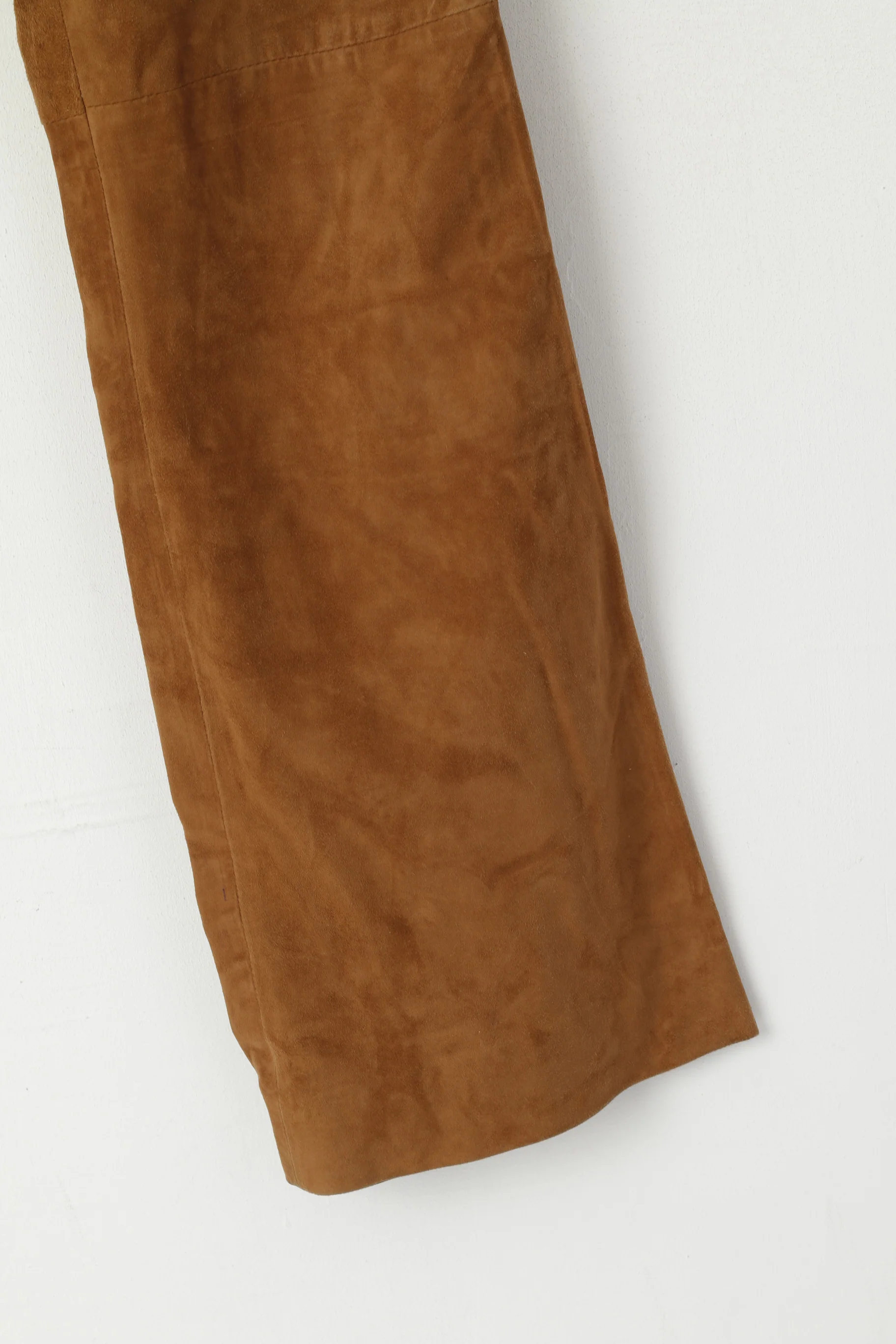 MILANO Di Alba Moda Women 10 36 S Trousers Camel Leather Suede Vintage Pants - Image 2