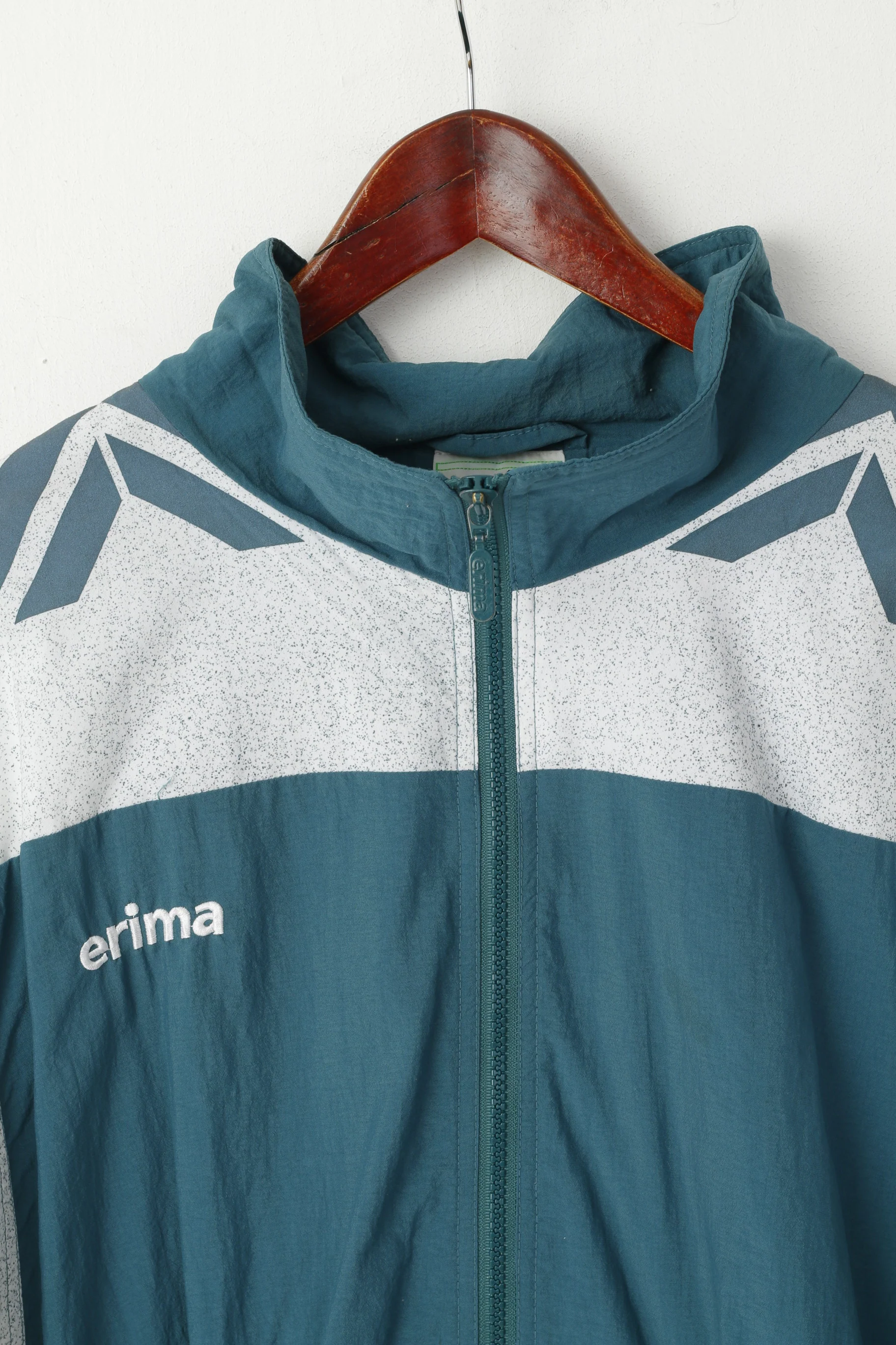 Erima Men 7 XL Jacket Green Vintage Nylon Festival Meteor Full Zupper Activewear Top - Image 2