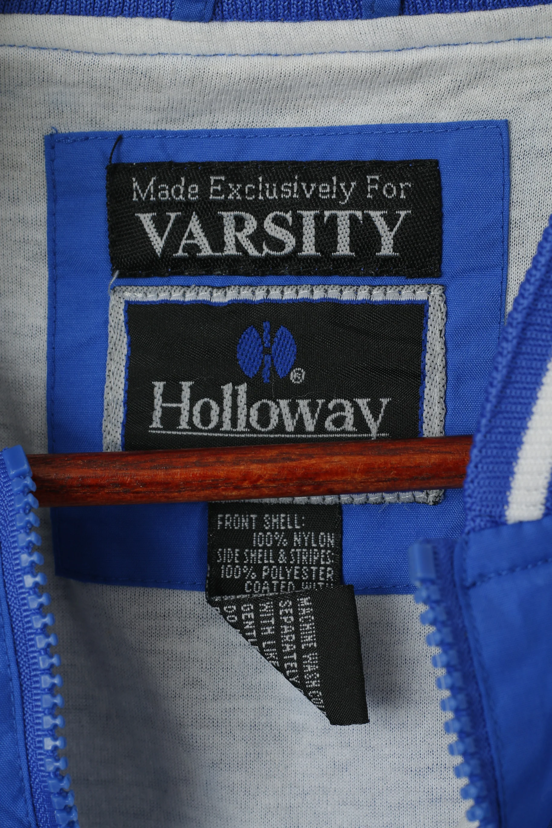 Holloway Varsity Men S Jacket Blue Nylon Barbers Hill Eagles Bomber Waterproof Pullover Top - Image 4