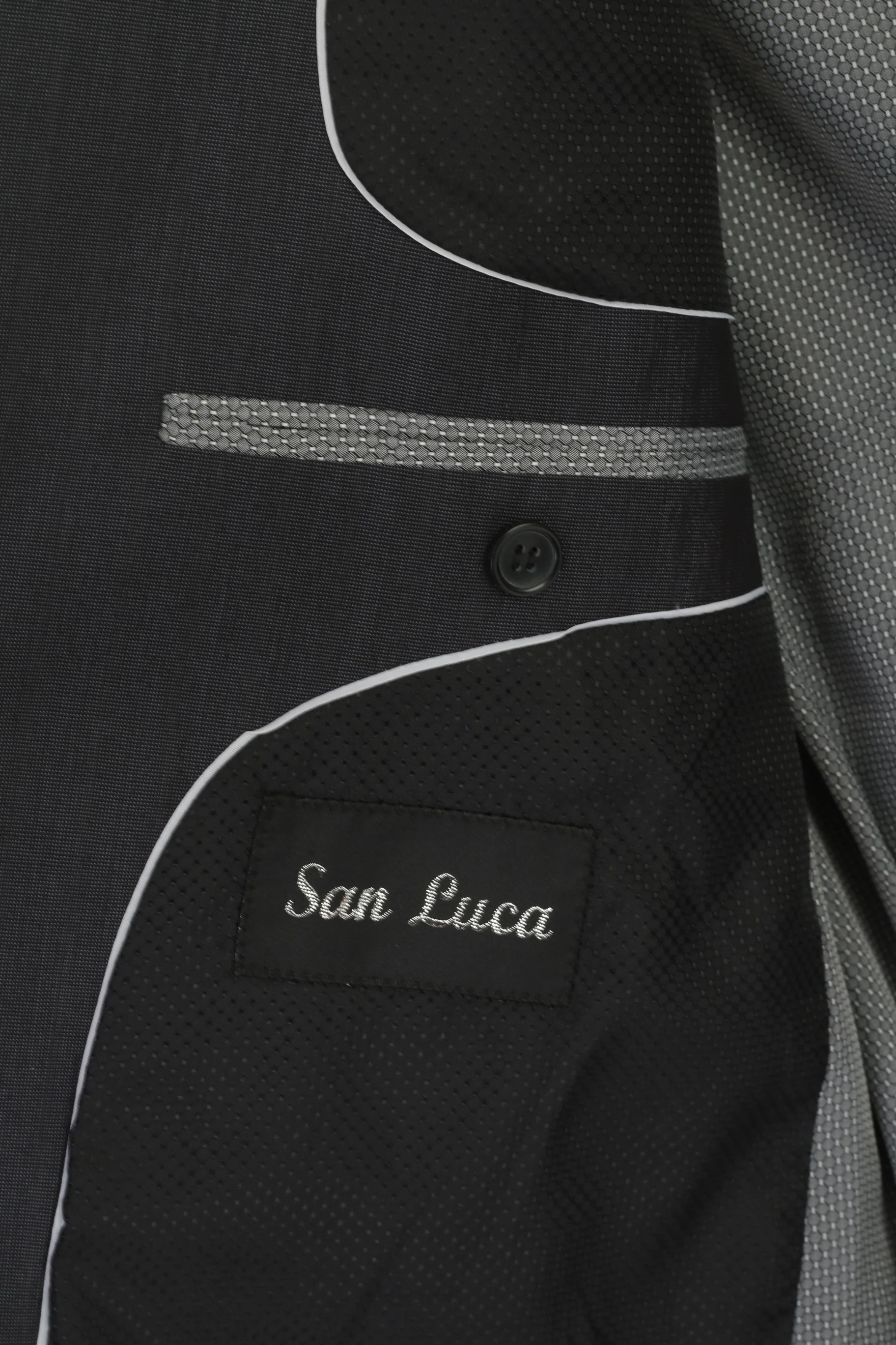 San Luca Men 54 44 Blazer Charcoal Single Breasted Shiny Vintage Shoulder Pads Jacket - Image 4