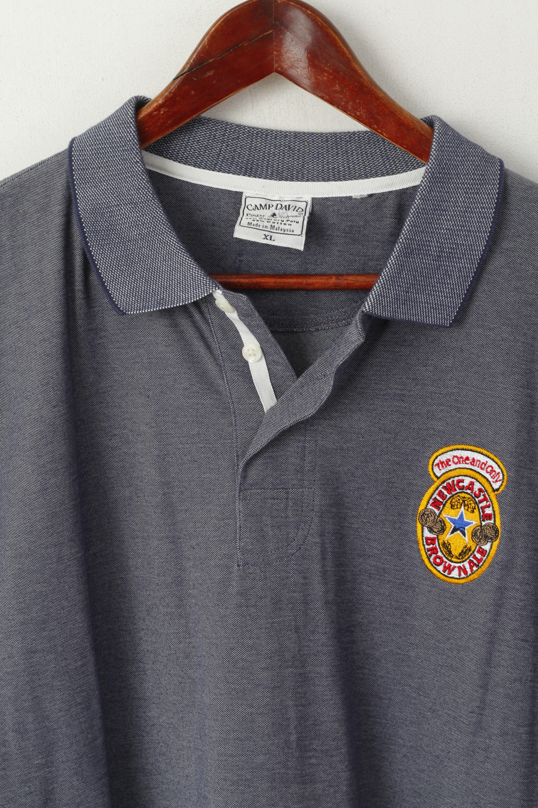 Camp David Men XL Polo Shirt Navy Cotton Newcastle Brown Ale Beer Logo Top - Image 2