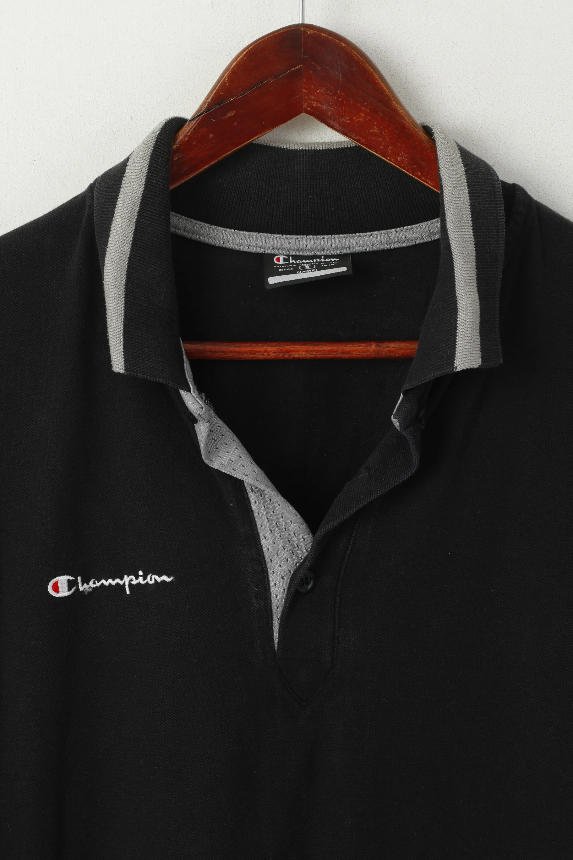 Champion Men S Polo Shirt Black Cotton Collared Short Sleeve Sport Top - Image 2