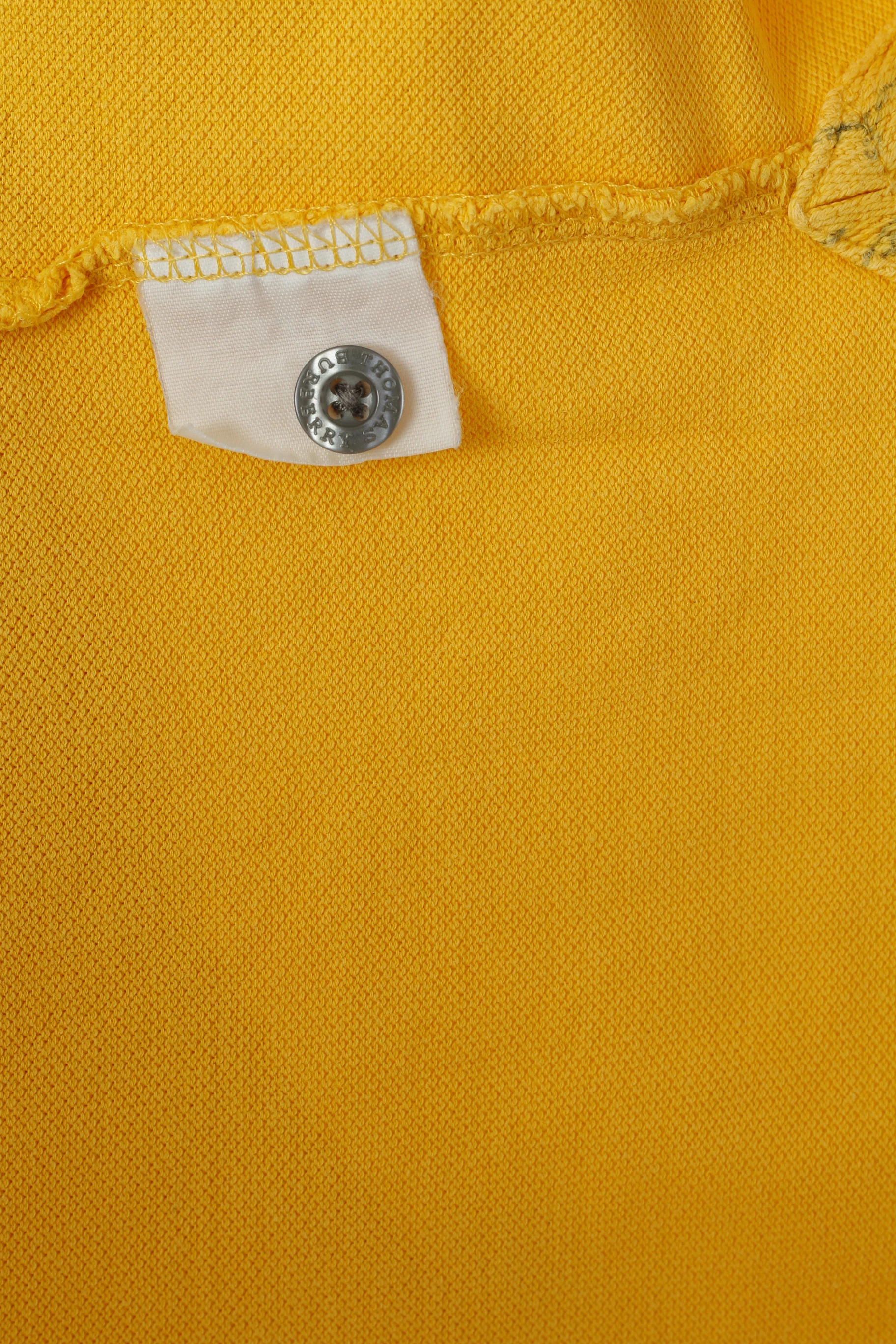 Thomas Burberry Men XL Polo Shirt Yellow Vintage Cotton Detailed Buttons Top - Image 6