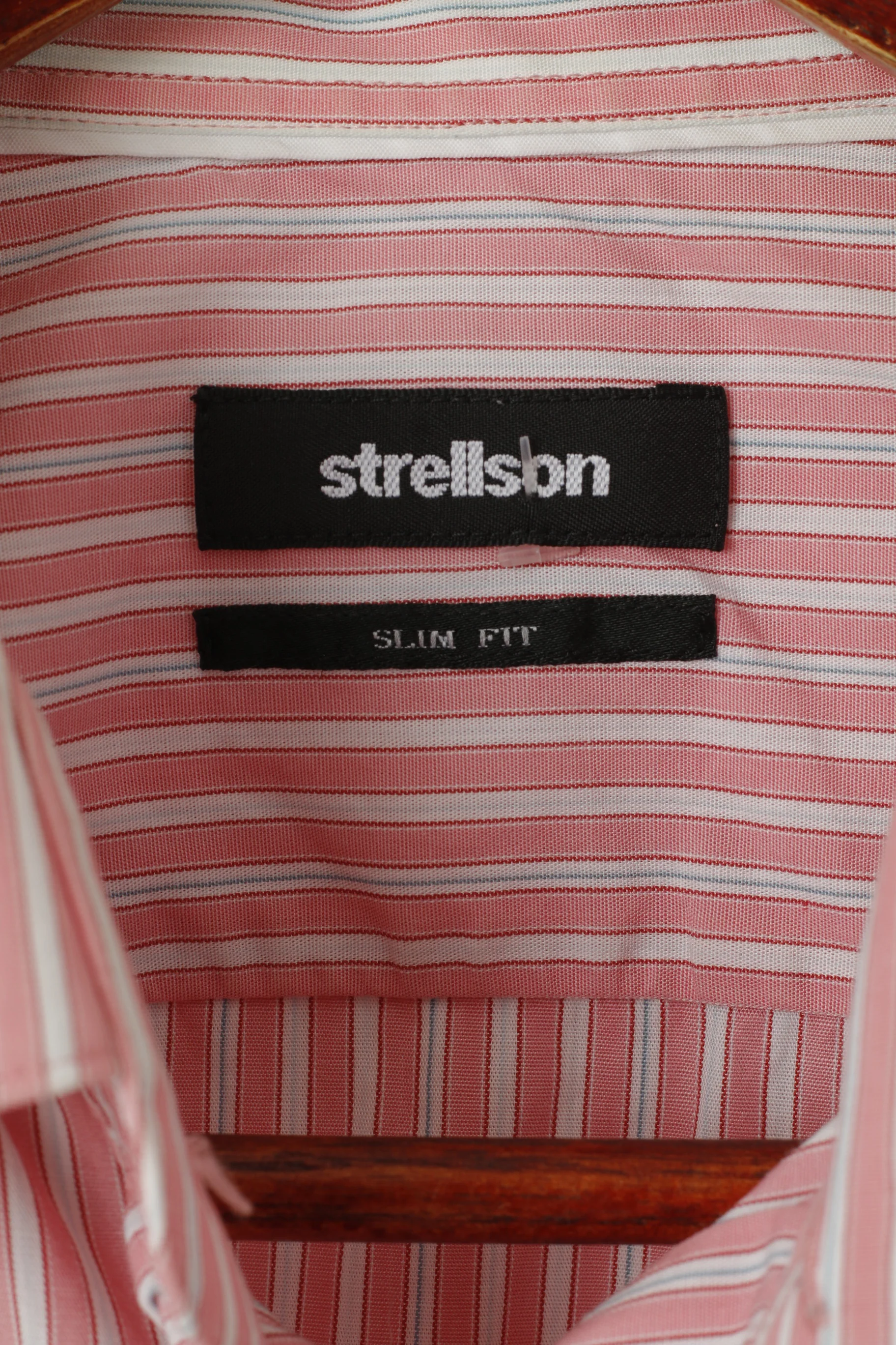 Strellson Men 41 16 M Casual Shirt Pink Striped Cotton Slim Fit Long Sleeve Top - Image 4