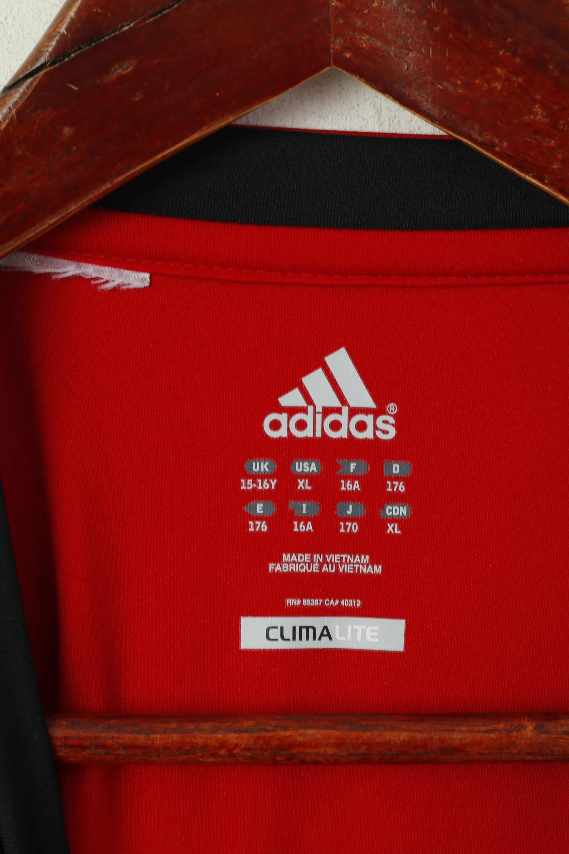 Adidas Youth 15-16 Age 176 Shirt Red Training Football Jersey Big Logo Top - Image 4