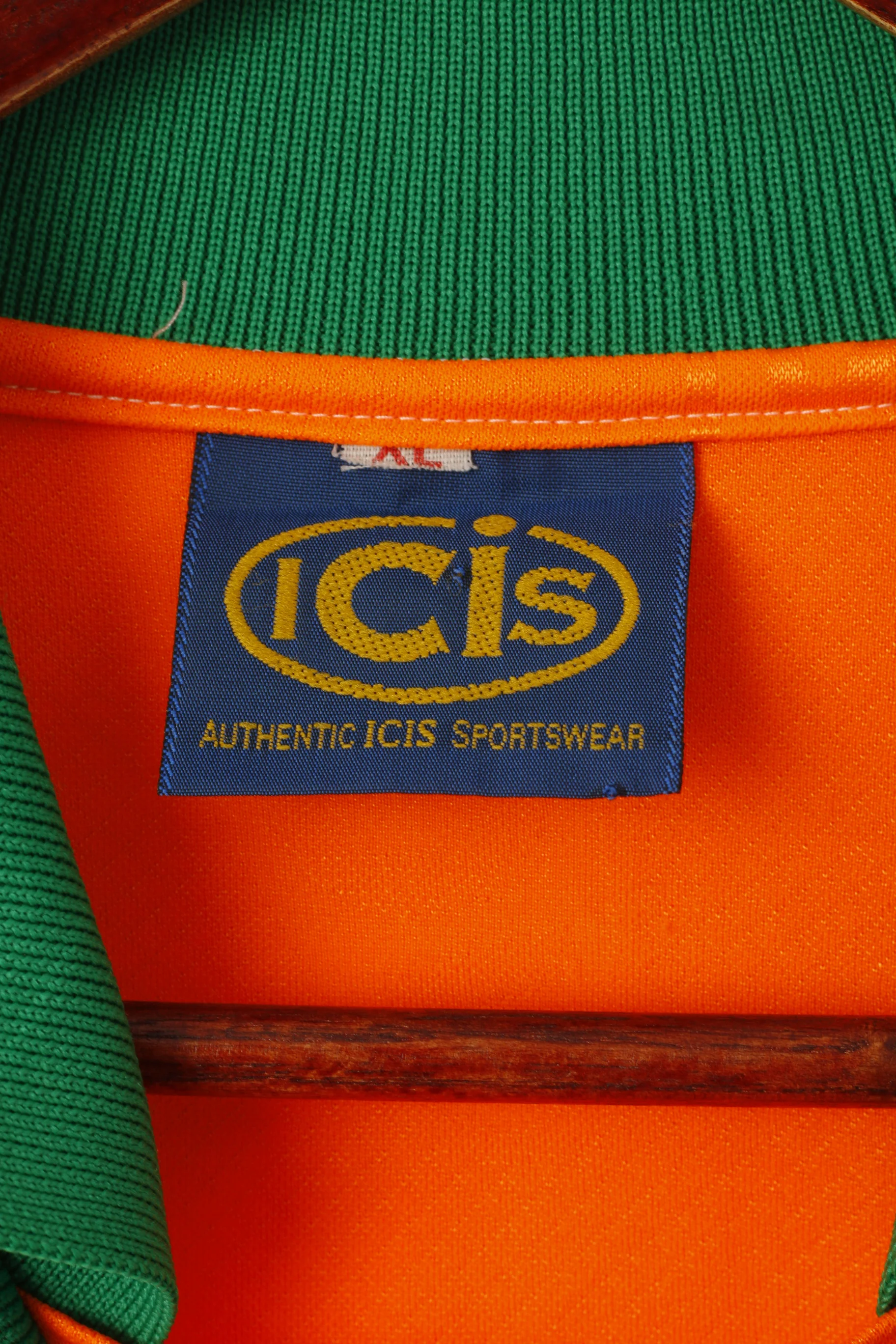 ICIS Men XL Polo Shirt Orange Neon Vintage Football Activewear Jersey Top - Image 3